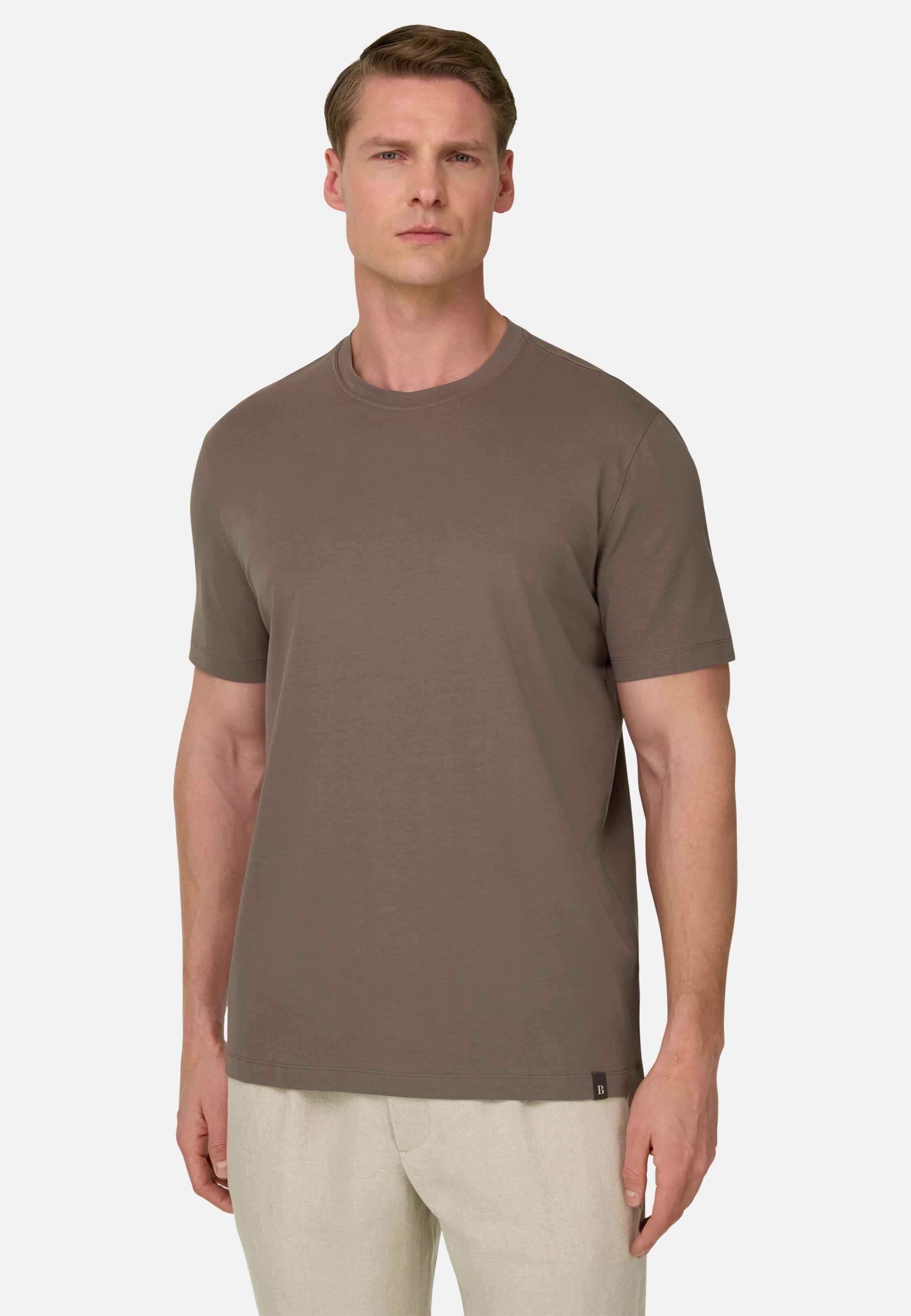 T-Shirt In Stretch Pima Cotton Mud, Mud, large image number 0