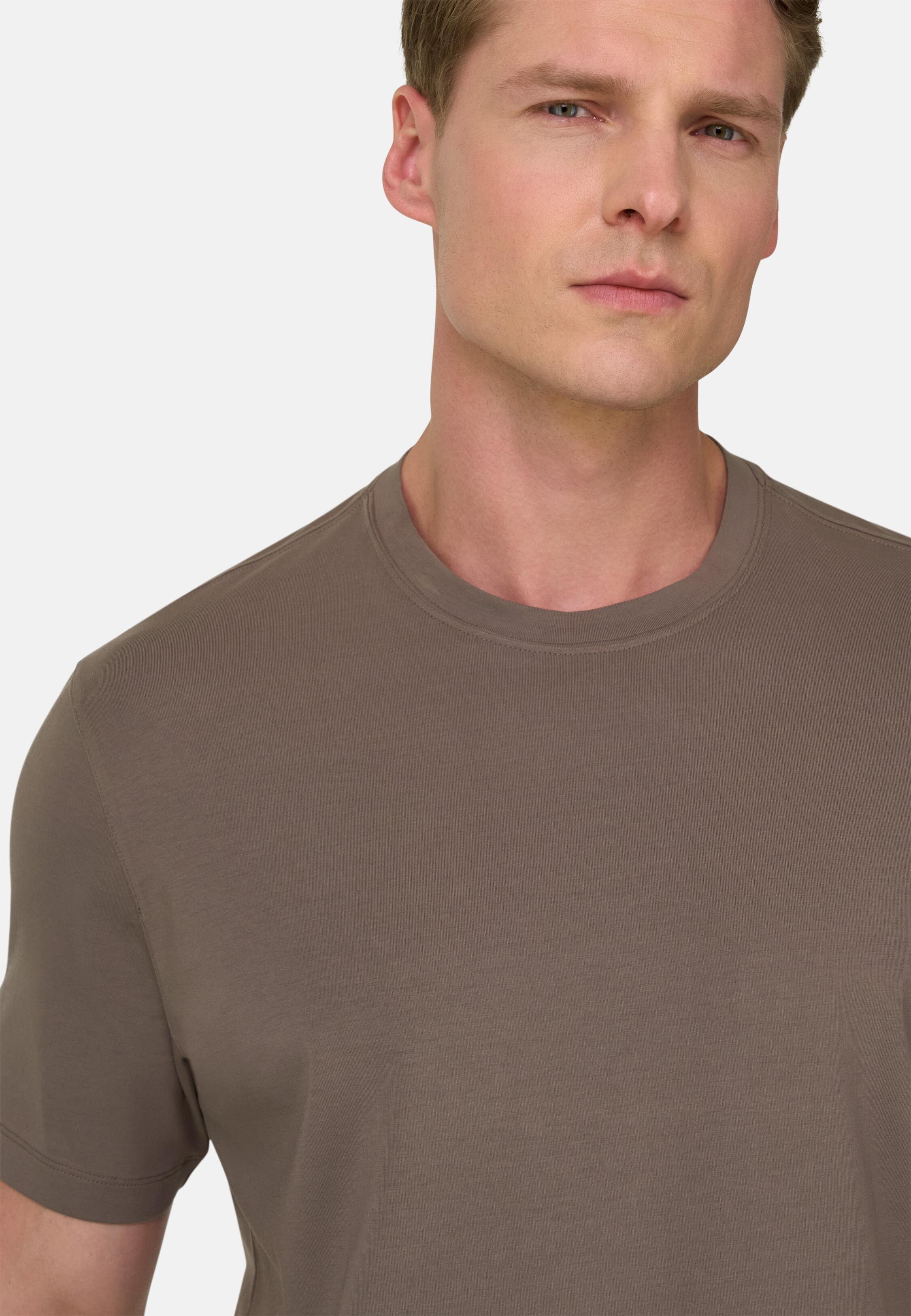 T-Shirt In Stretch Pima Cotton Mud, Mud, large image number 2
