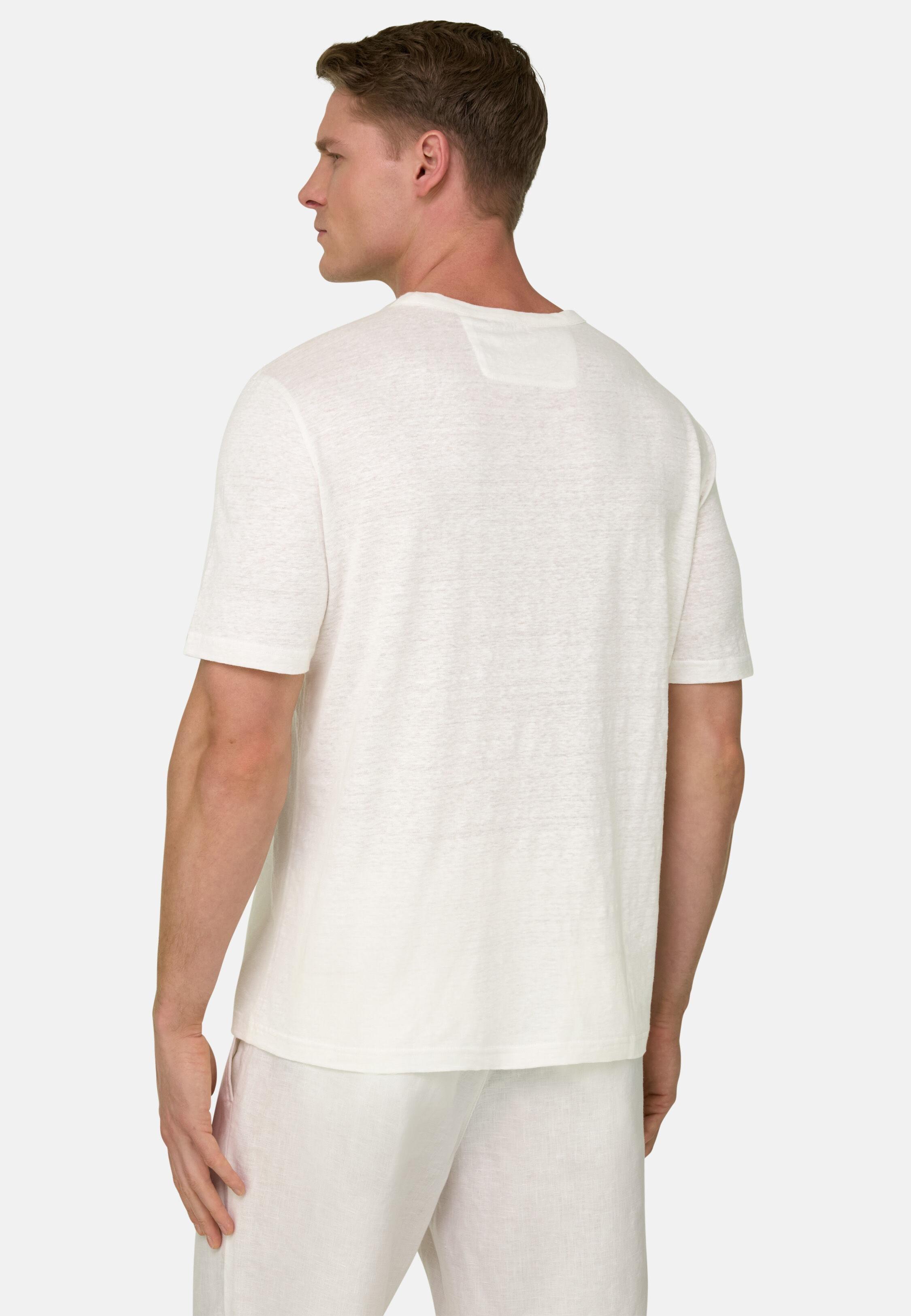 T-Shirt in Stretch Linen Jersey White, White, large image number 1