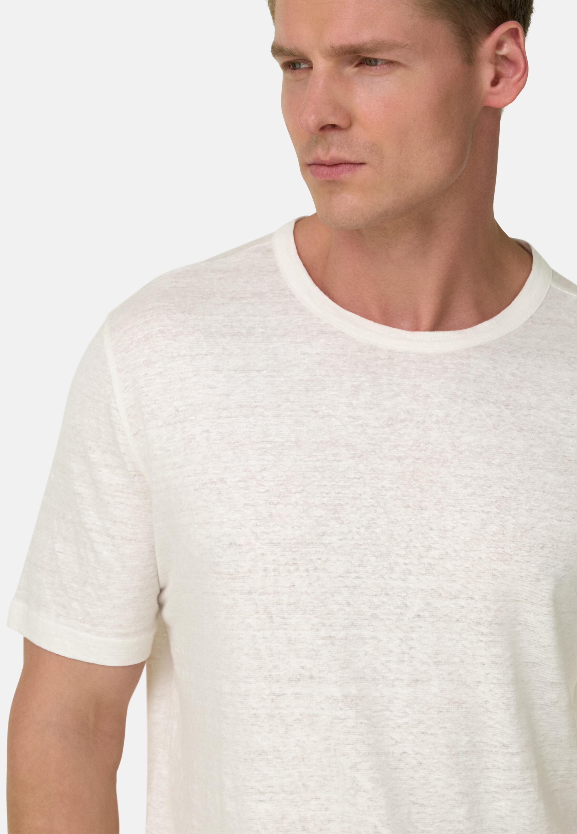 T-Shirt in Stretch Linen Jersey White, White, large image number 2