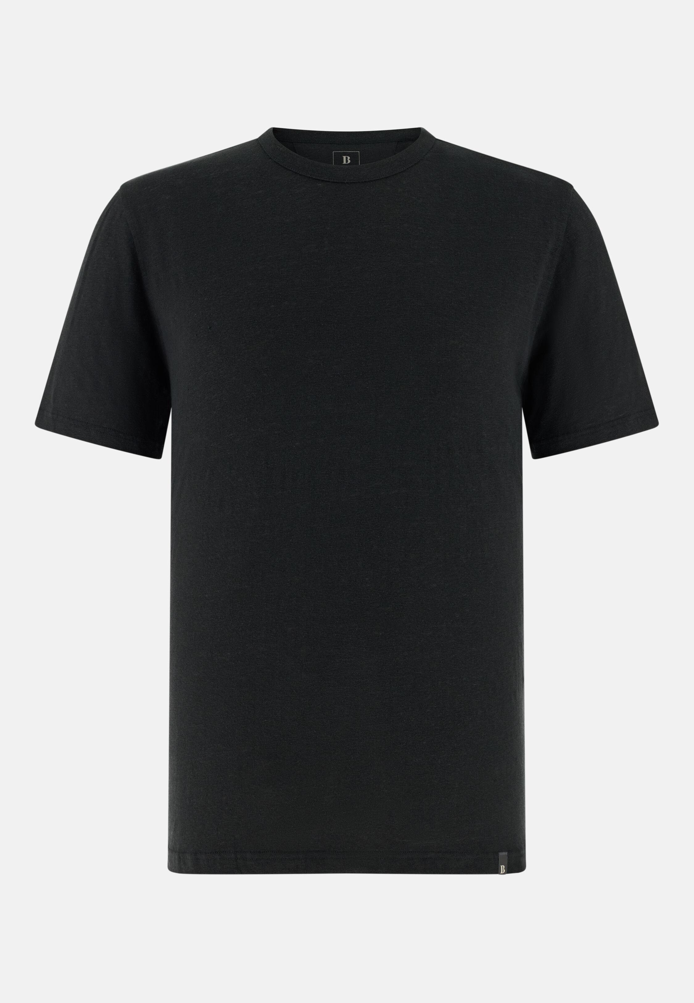 T-Shirt in Stretch Linen Jersey Black, Black, large image number 3