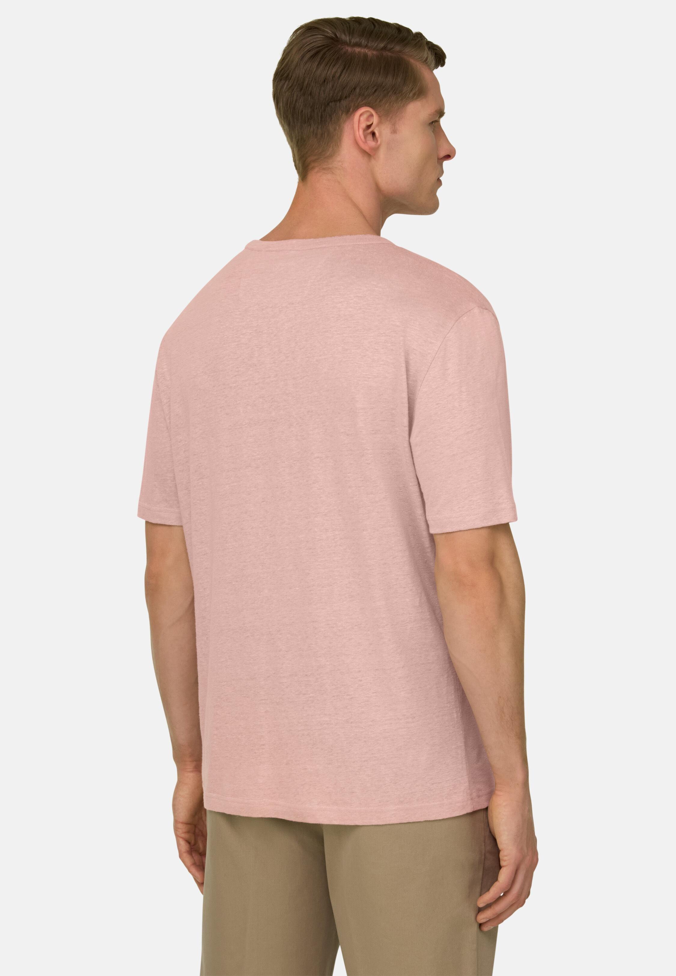 T-Shirt in Stretch Linen Jersey Pink, Pink, large image number 1