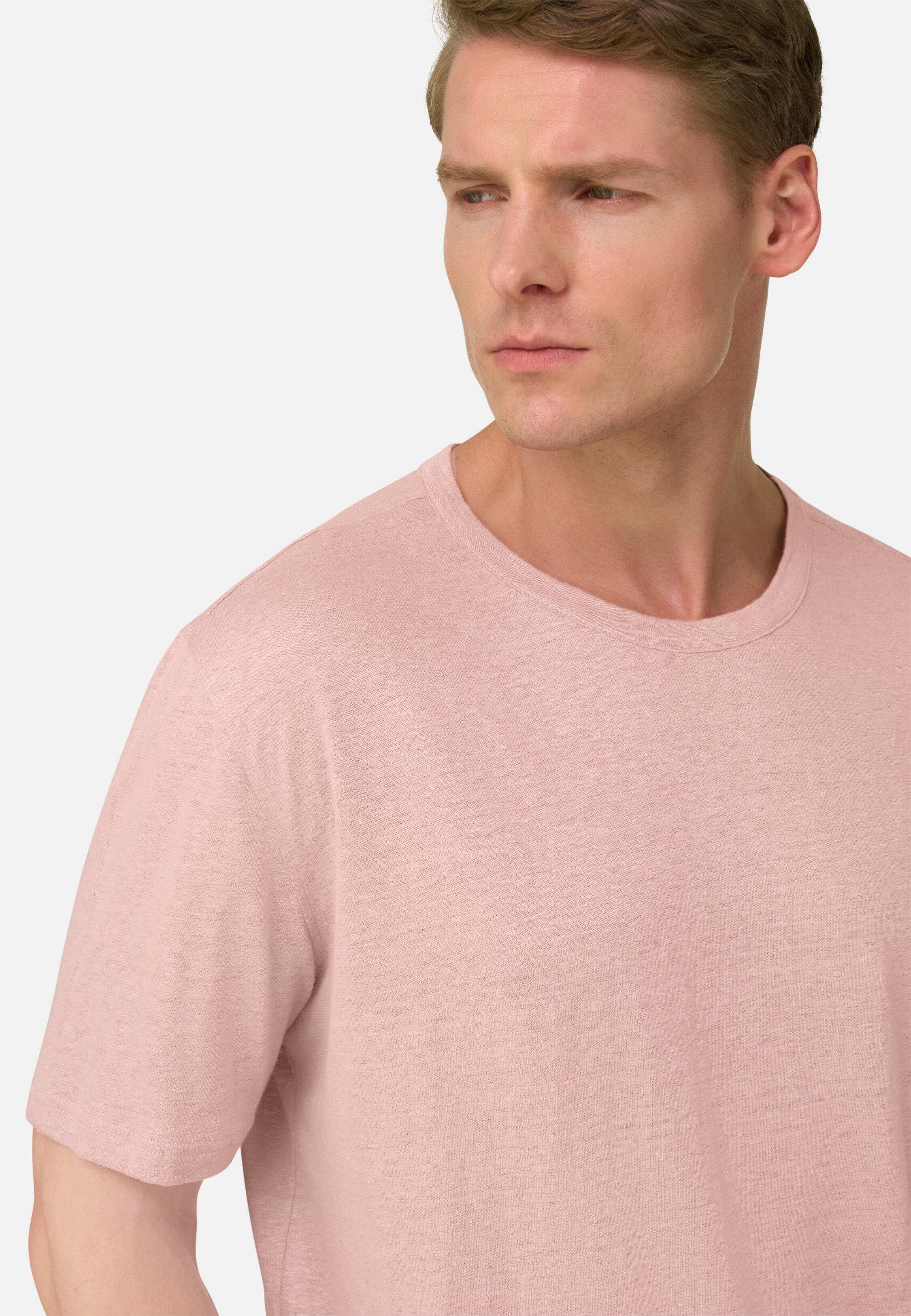 T-Shirt in Stretch Linen Jersey Pink, Pink, large image number 2
