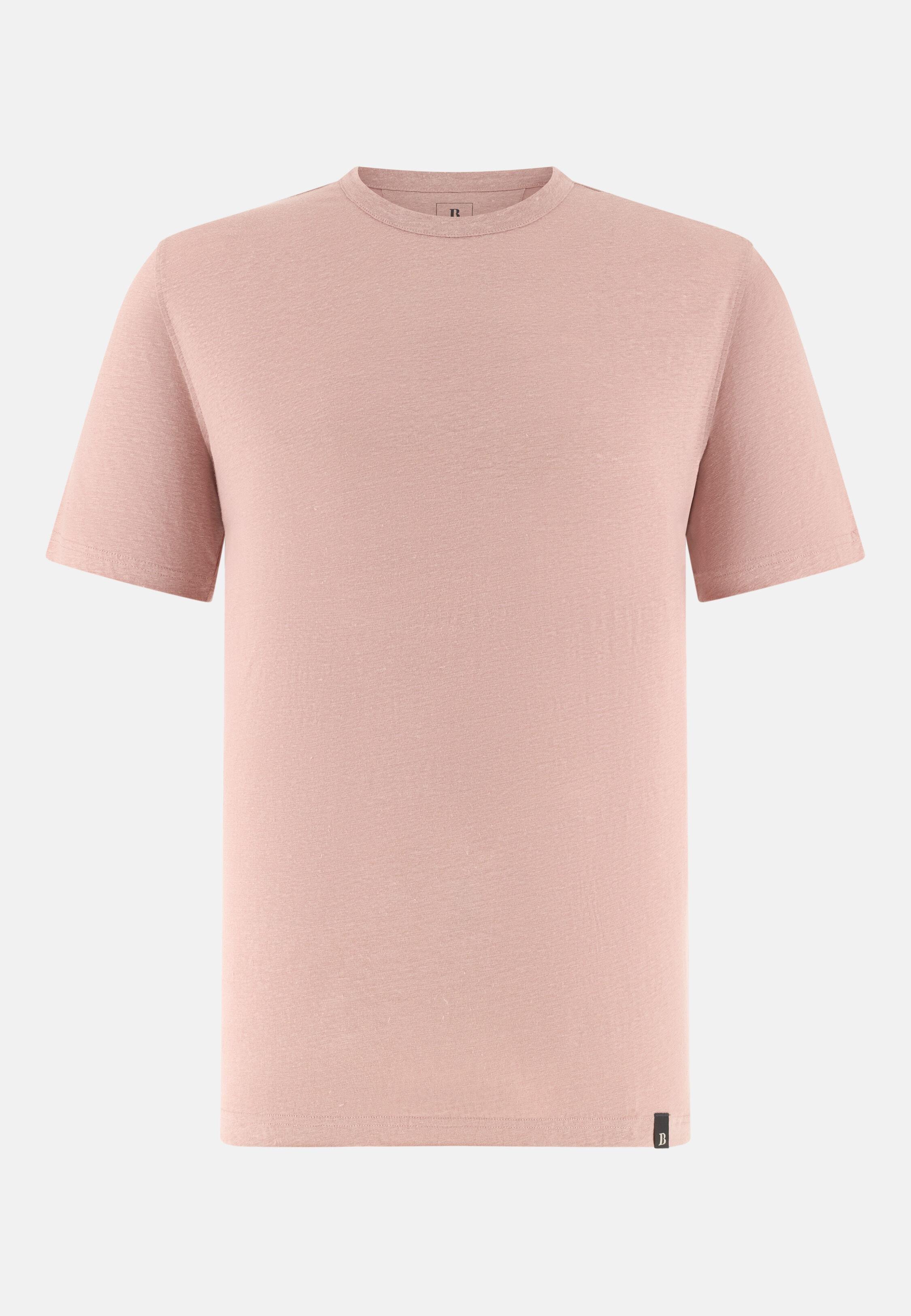 T-Shirt in Stretch Linen Jersey Pink, Pink, large image number 3
