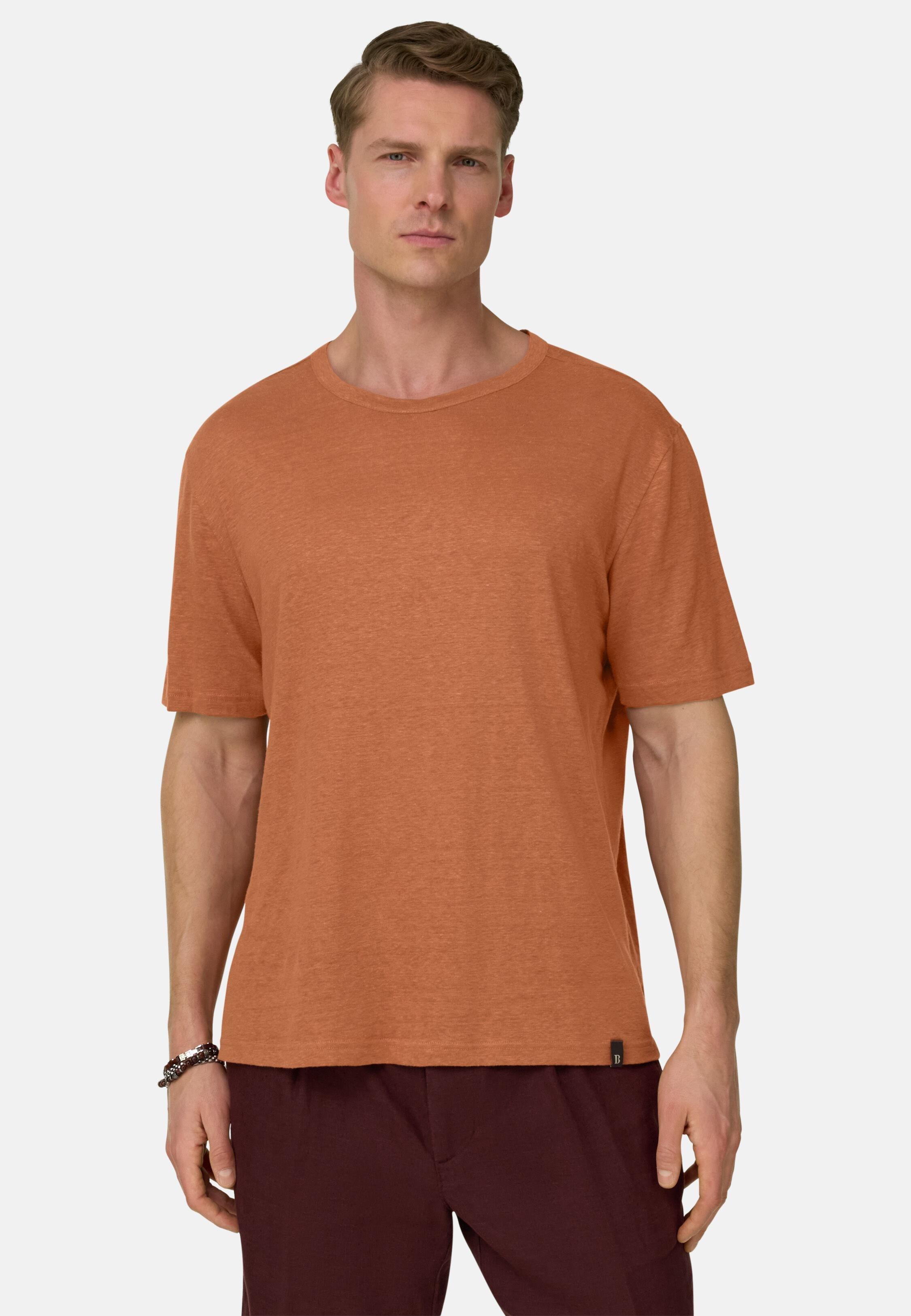 قميص تي شيرت من جيرسي الكتان المرن باللون الصدئي (Rust), 3901_RUST, large image number 0