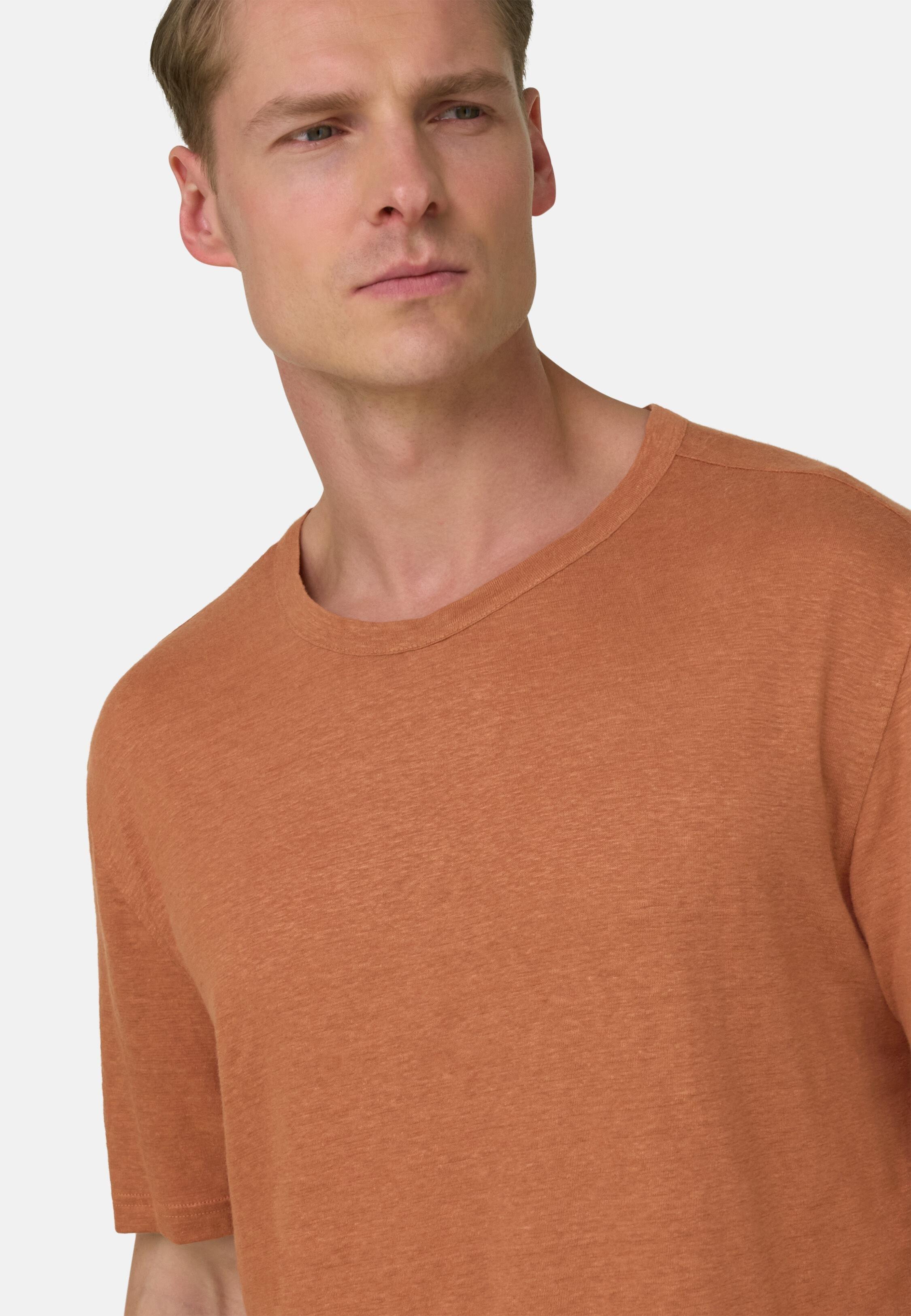 قميص تي شيرت من جيرسي الكتان المرن باللون الصدئي (Rust), 3901_RUST, large image number 2