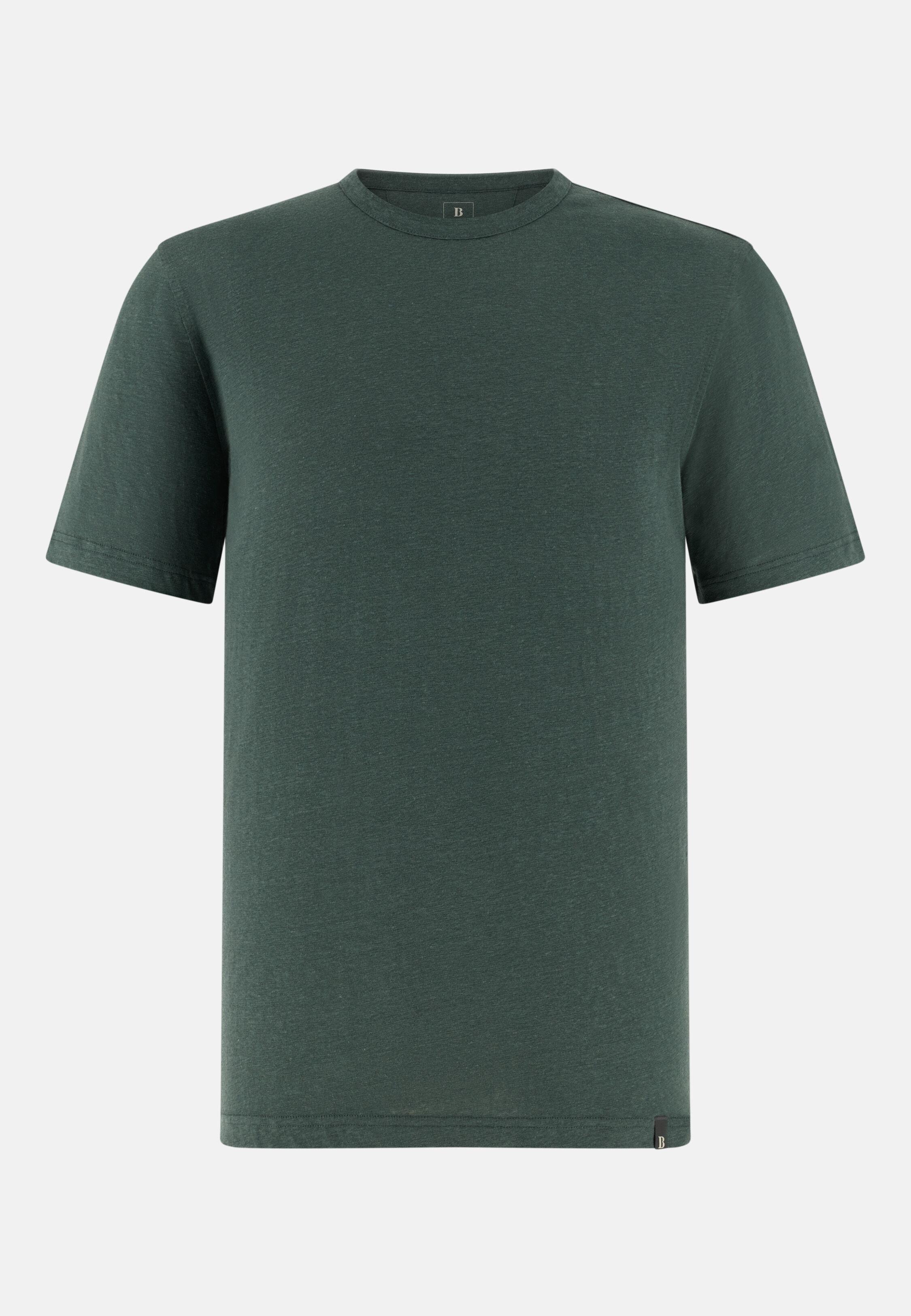 T-Shirt in Stretch Linen Jersey Dark Green, 3901_DKGE, large image number 3