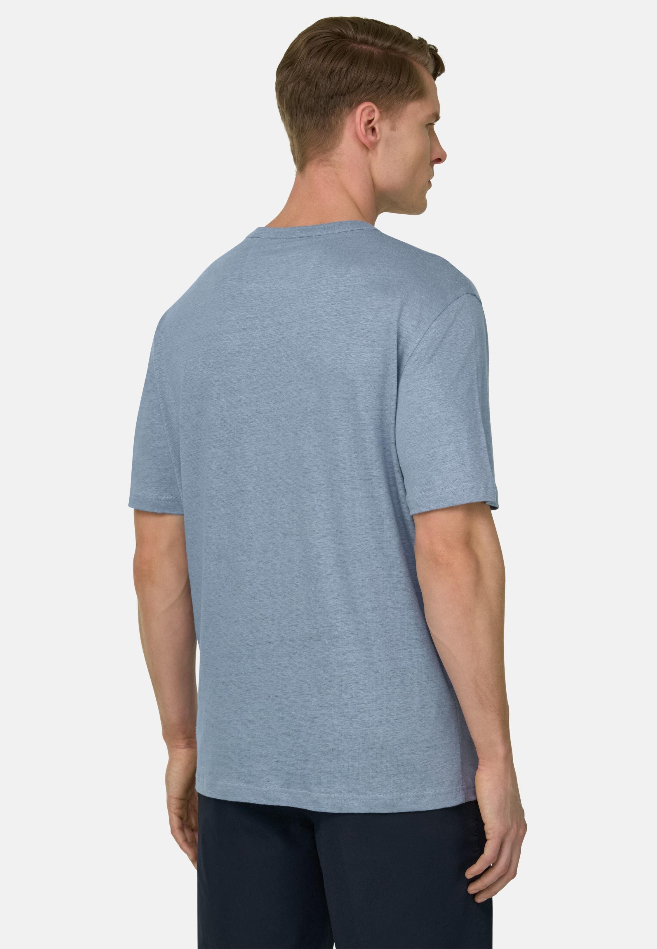 T-Shirt in Stretch Linen Jersey, Light Blue, Light Blue, large image number 2