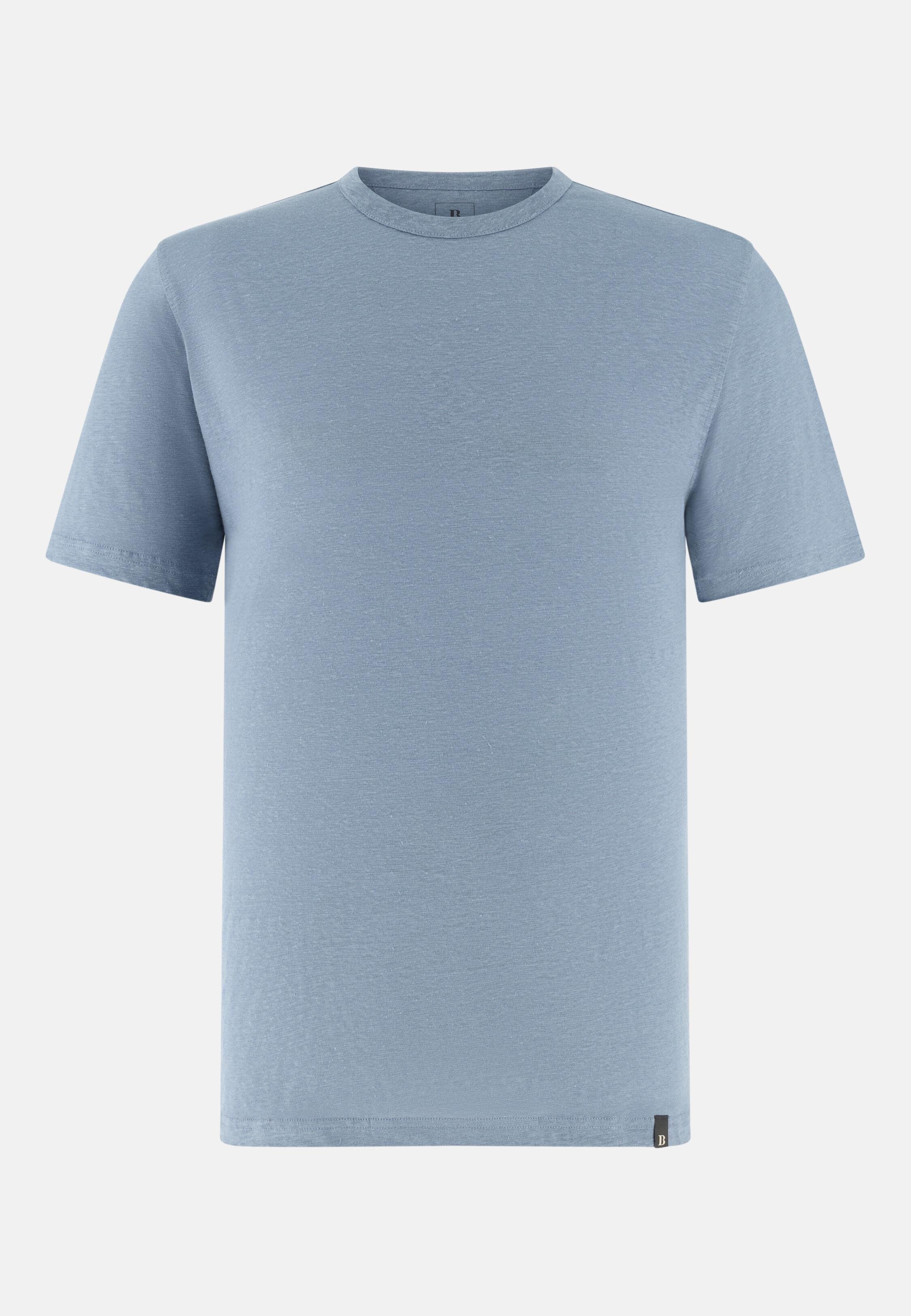 T-Shirt in Stretch Linen Jersey, Light Blue, Light Blue, large image number 4