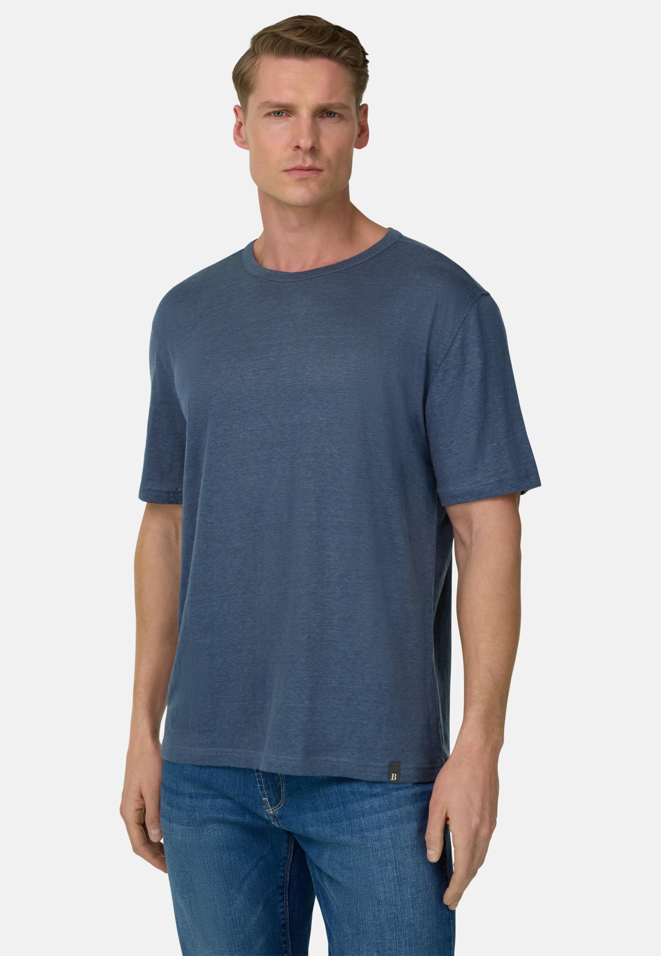T-Shirt in Stretch Linen Jersey, Air-Blue, Air-blue, large image number 0