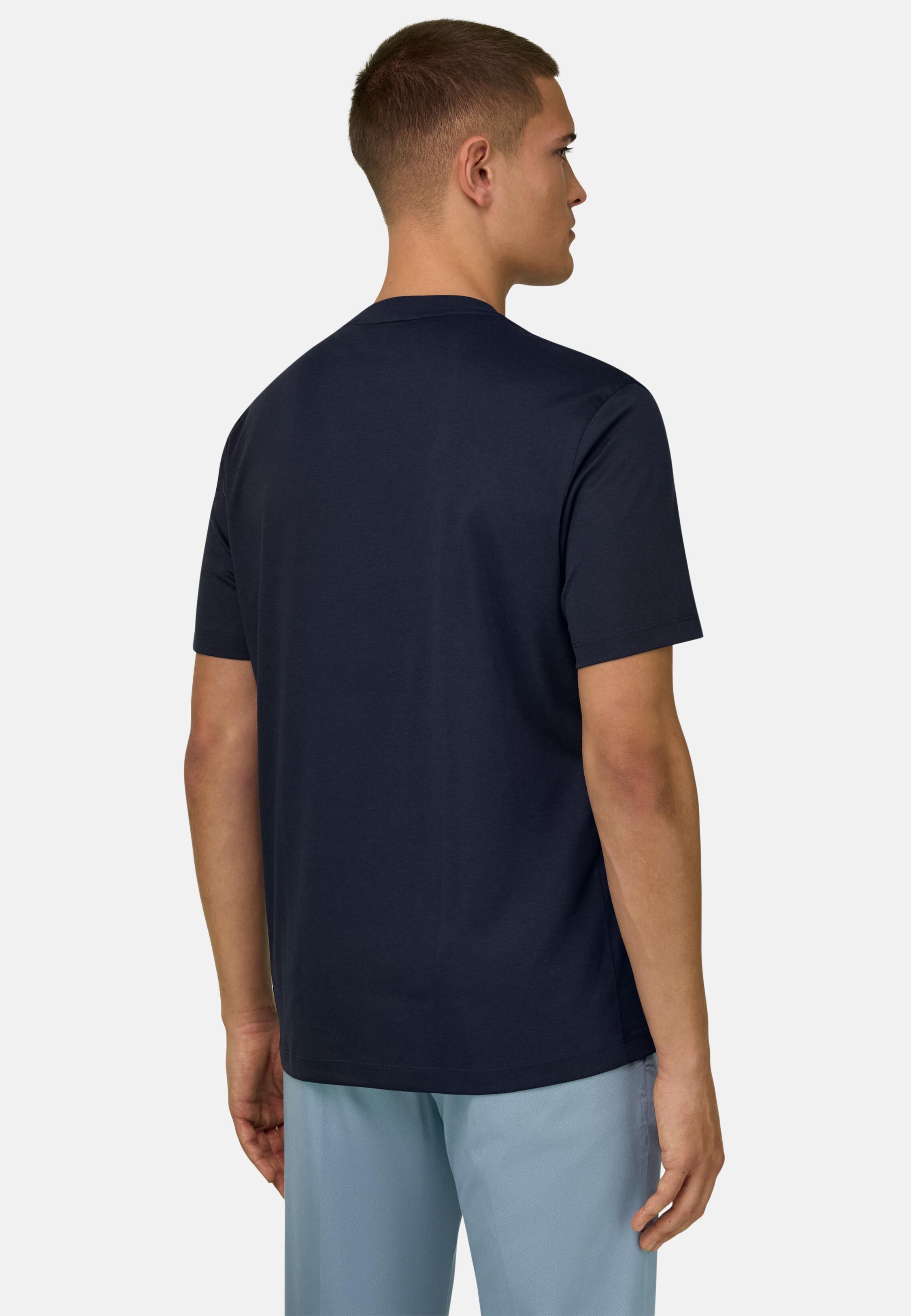 Silk Blend T-Shirt Navy blue, Navy blue, medium