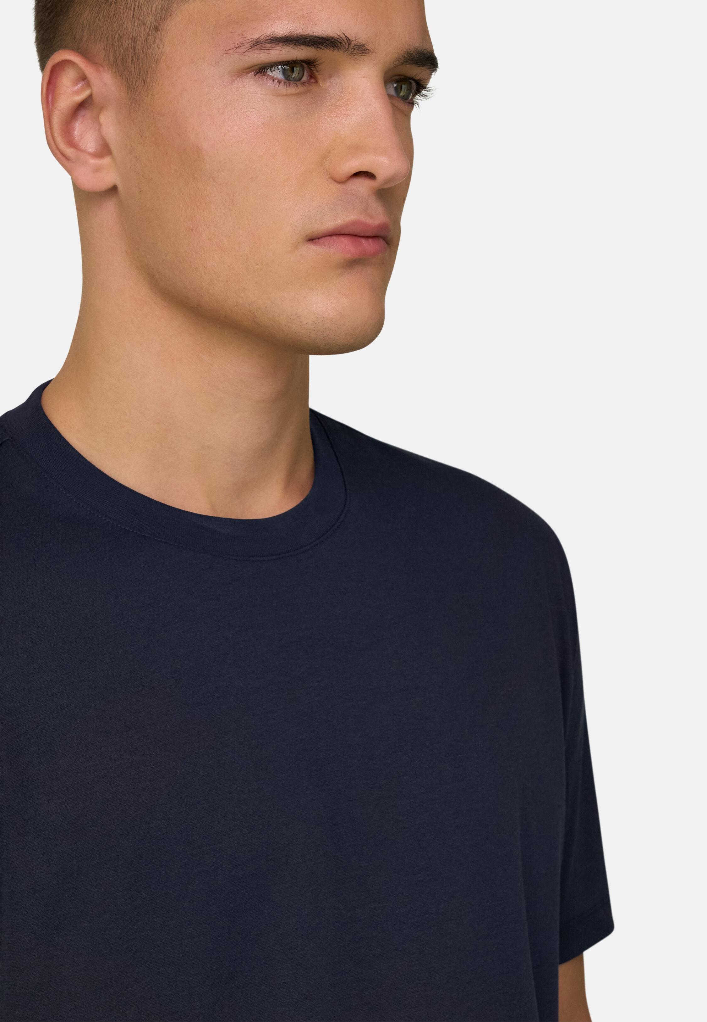 Silk T-Shirt Blue, 3901_NAVY, large image number 2