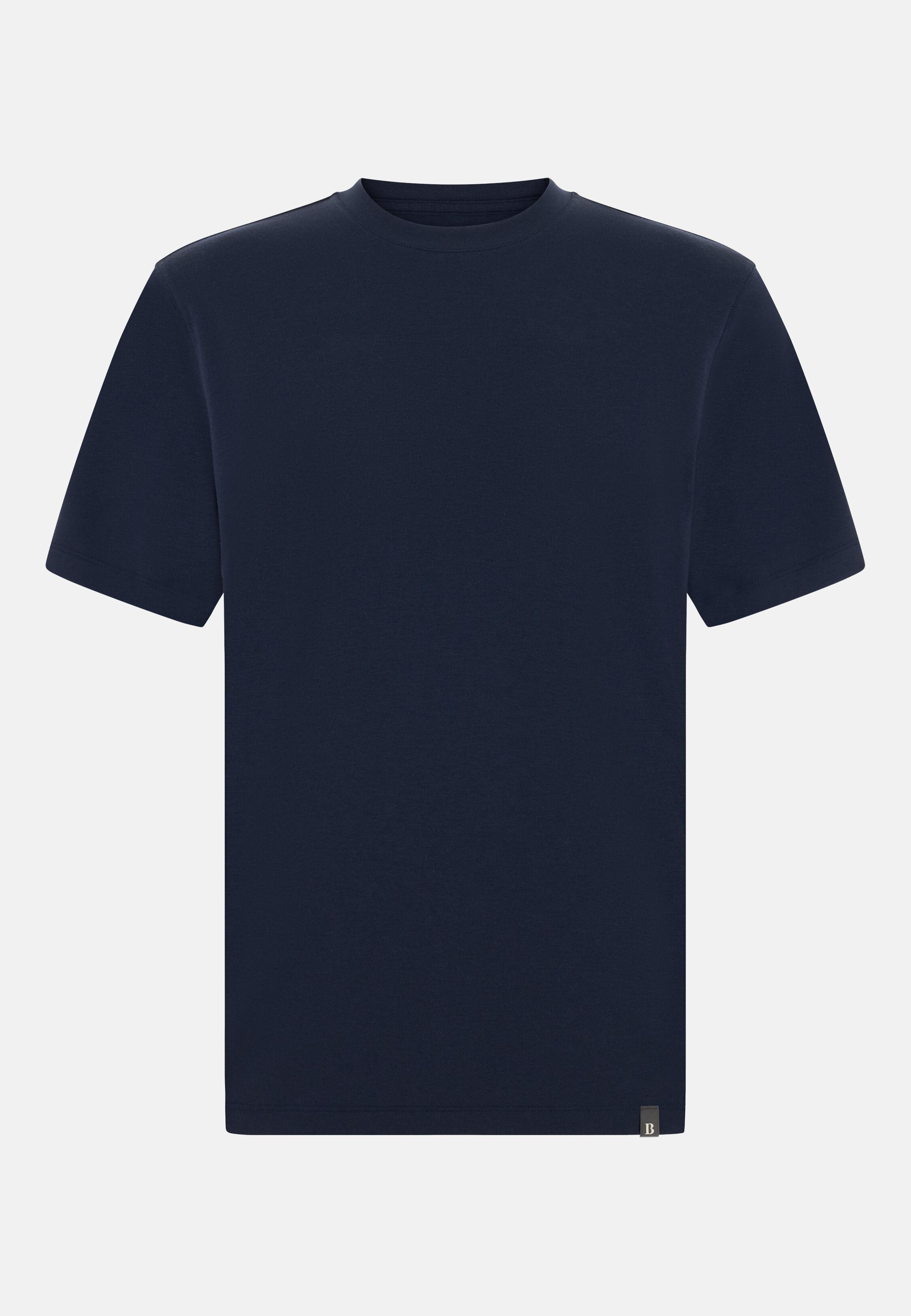 Silk T-Shirt Blue, 3901_NAVY, large image number 3