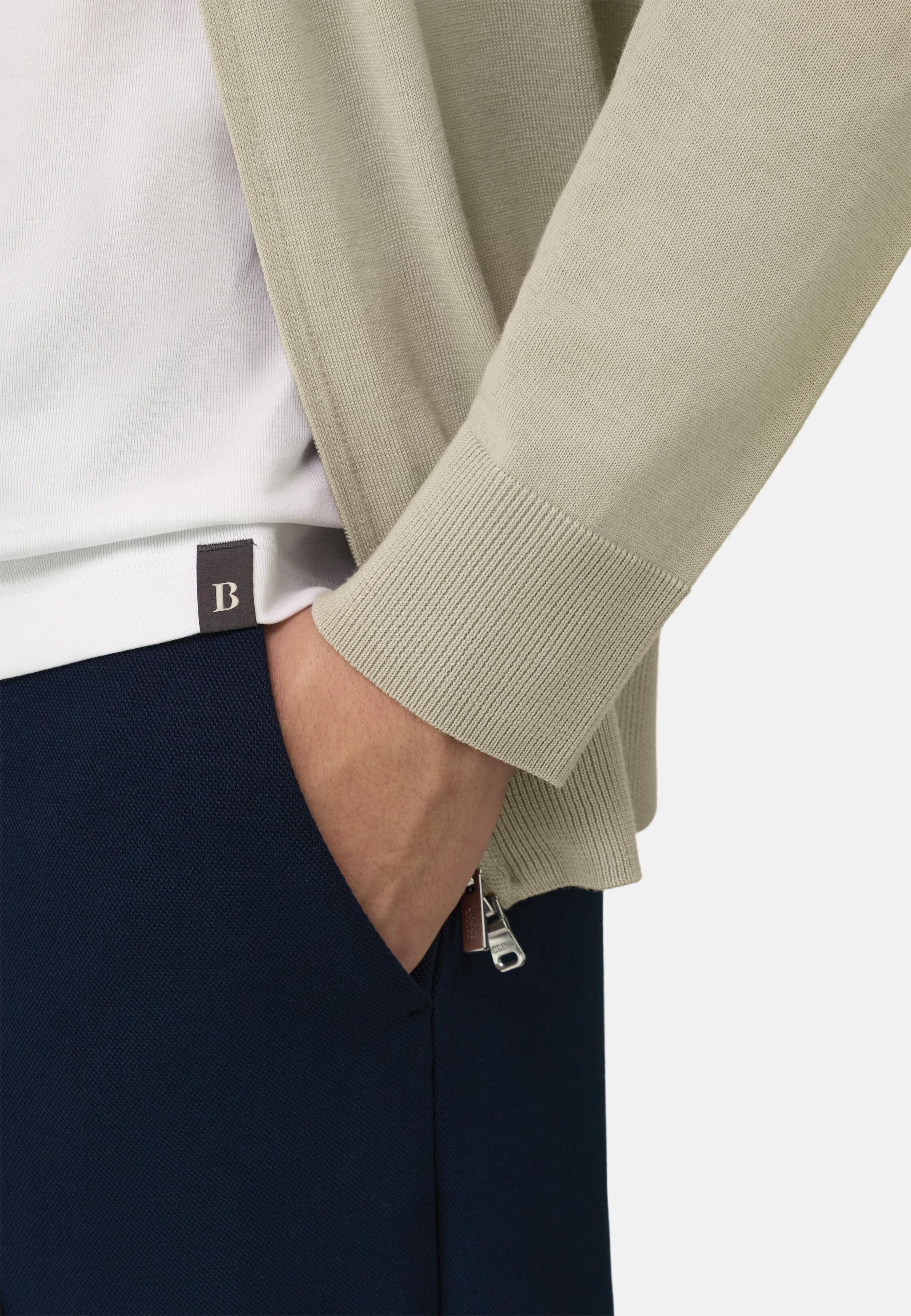 Full-Zip Jumper in Superfine Wool Sand, Sand, large image number 2