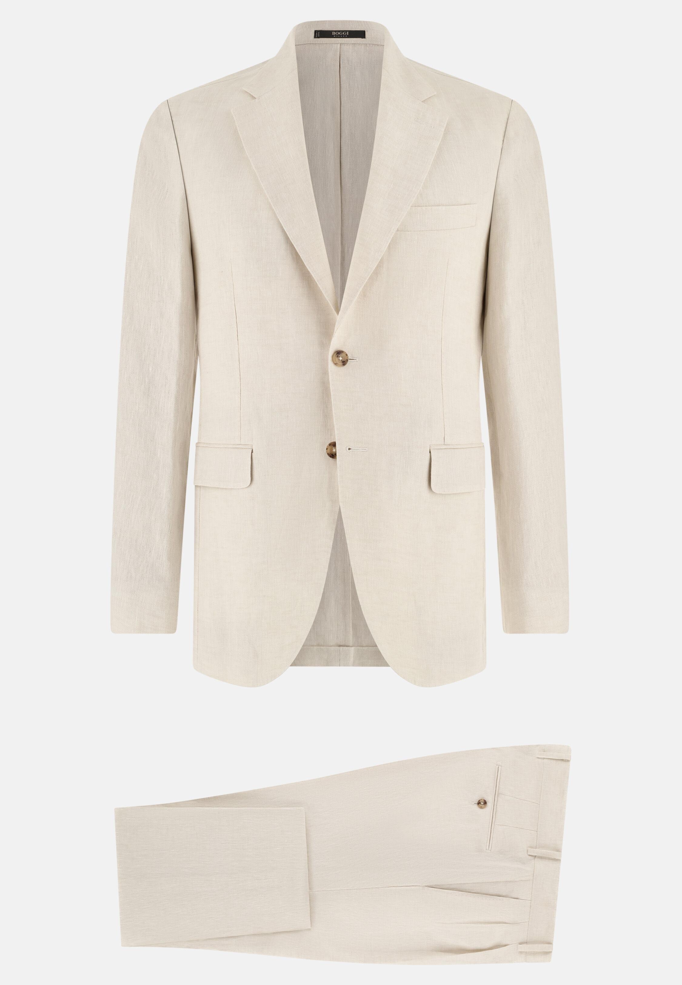 Pure Linen Suit, Cream, large image number 4
