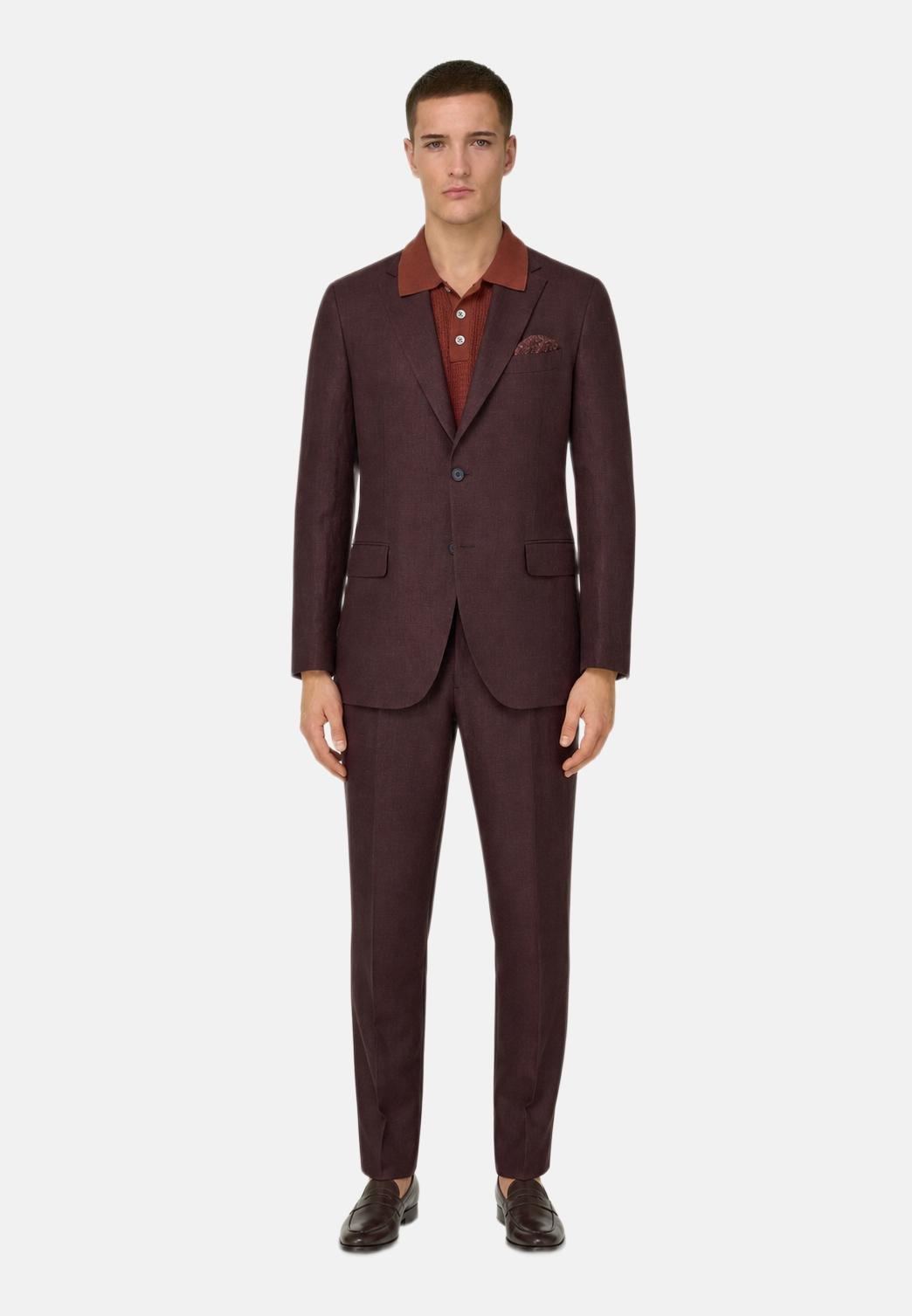 Pure Linen Suit, Burgundy, medium