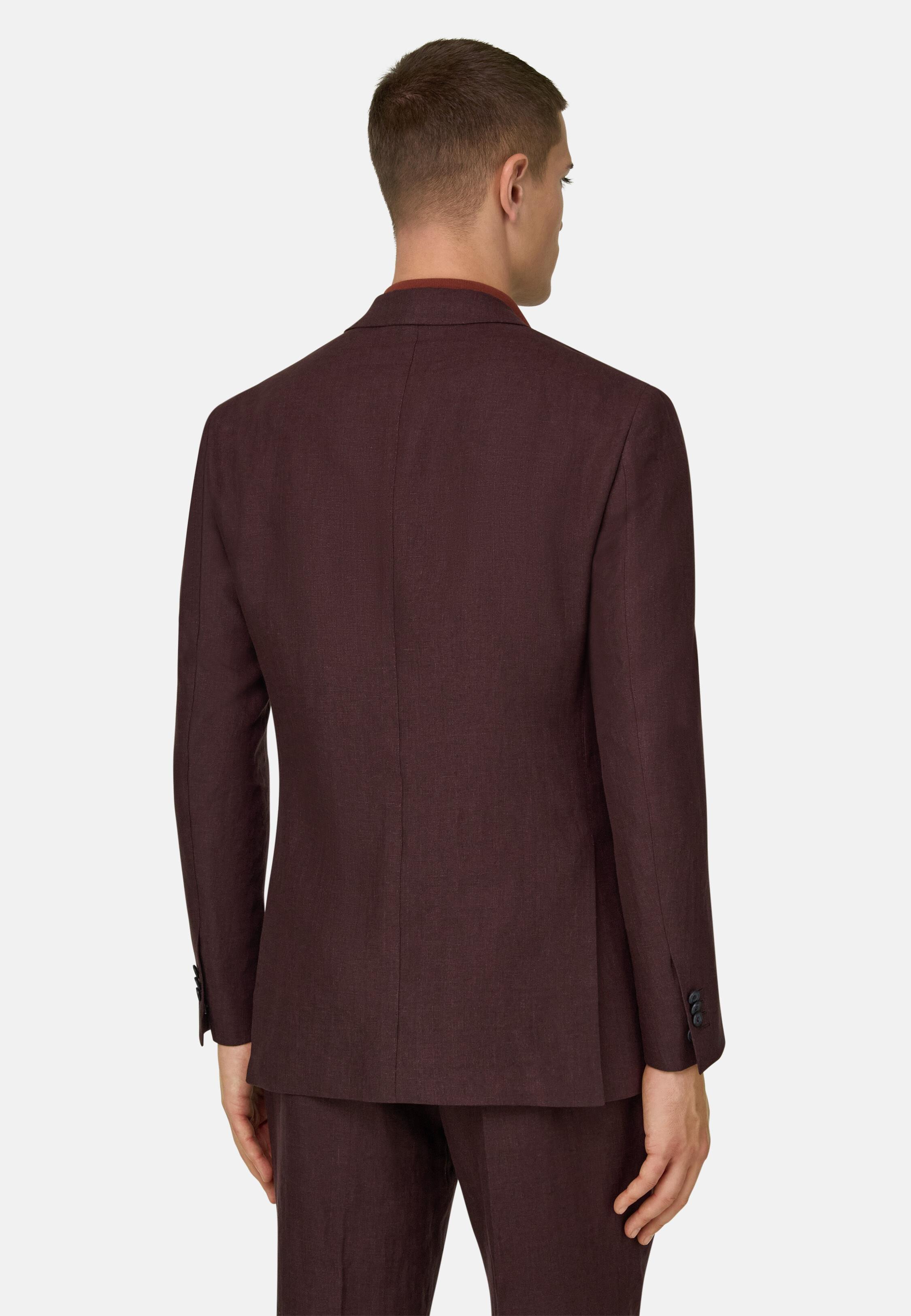 بدلة من الكتان الخالص عنابية, Burgundy, large image number 1