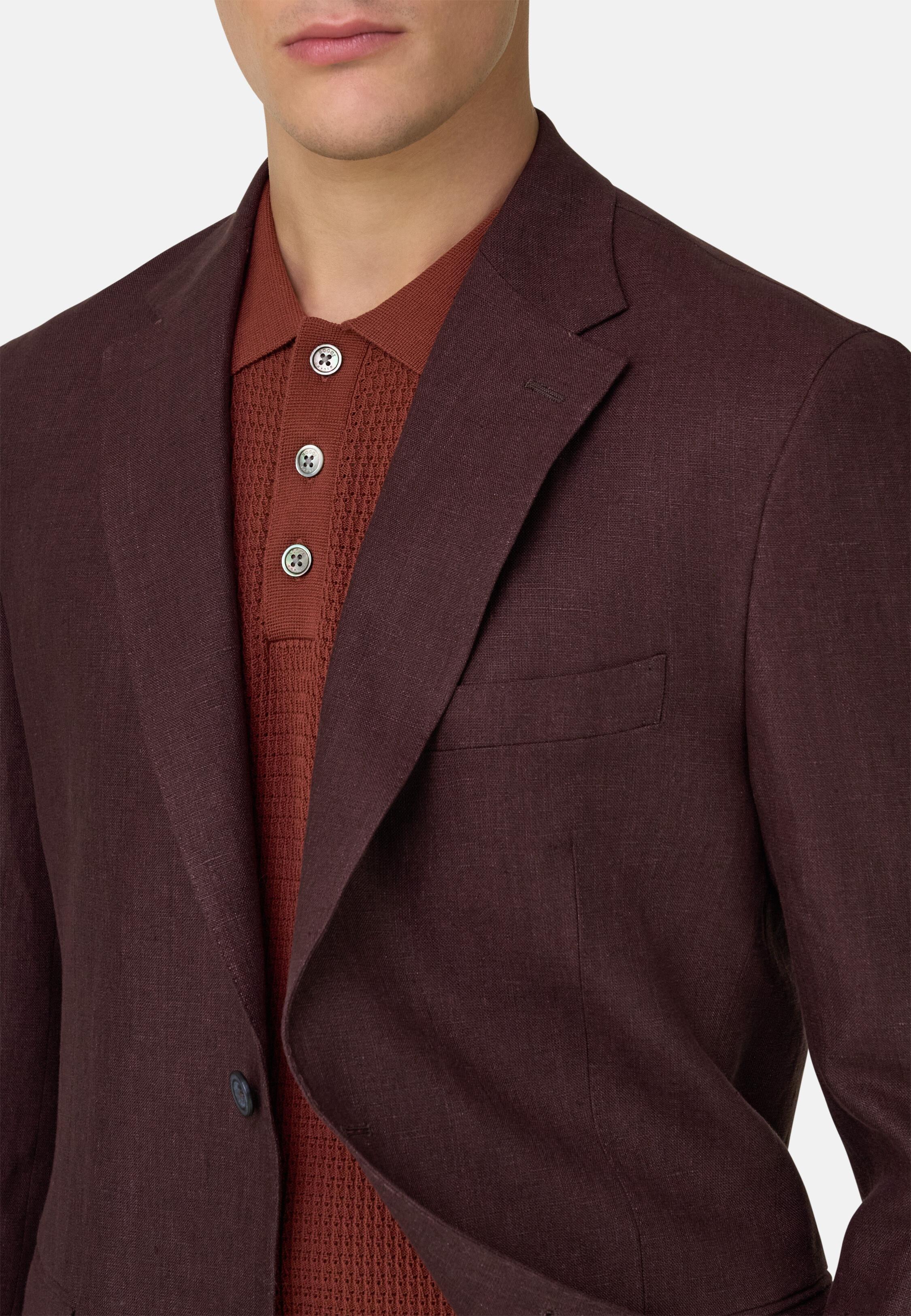 Pure Linen Suit, Burgundy, medium