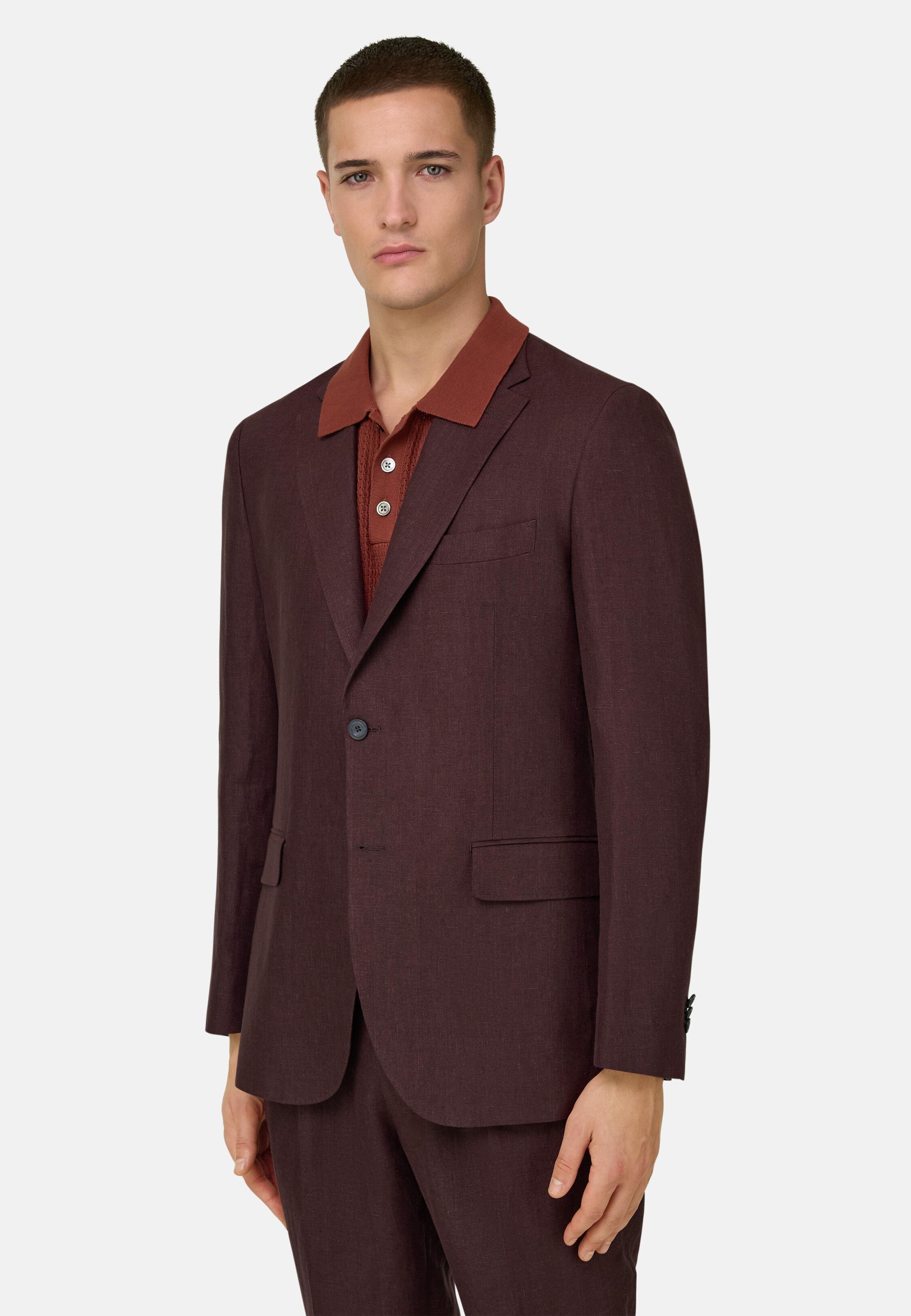 بدلة من الكتان الخالص عنابية, Burgundy, large image number 5