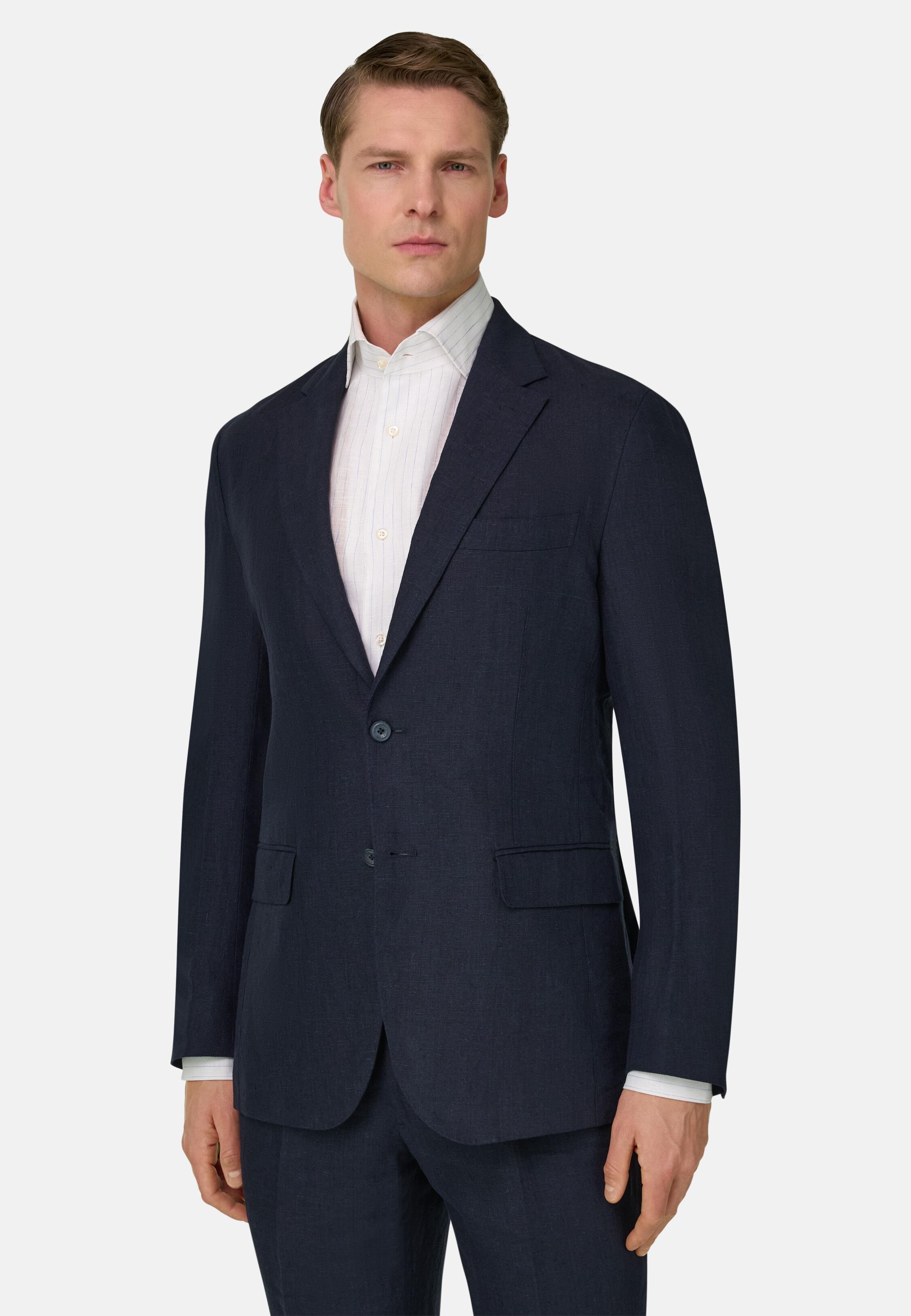 Pure Linen Suit Navy blue, Navy blue, large image number 0