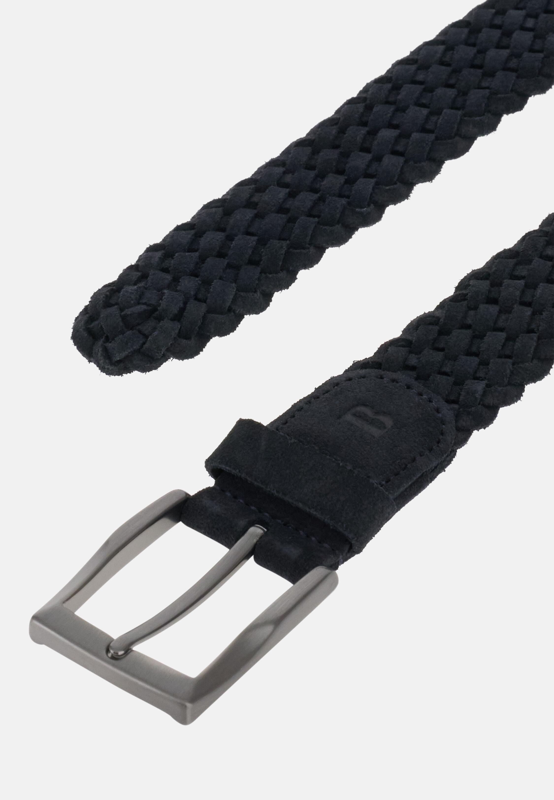 حزام من الشمواه المنسوج كحلي, Navy blue, large image number 0