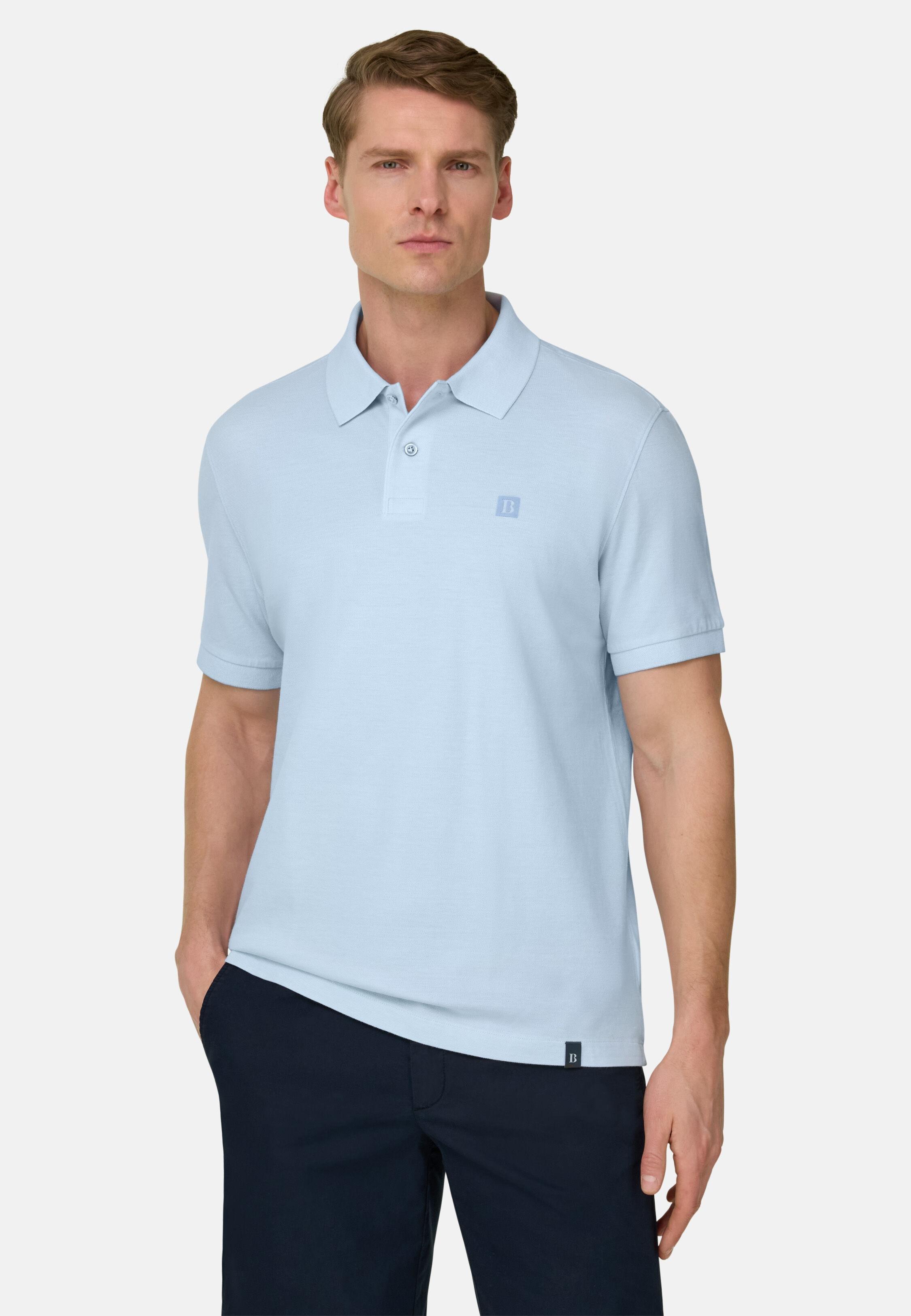 Oxford Cotton Piqu&eacute; Polo Shirt, Light Blue, large image number 0