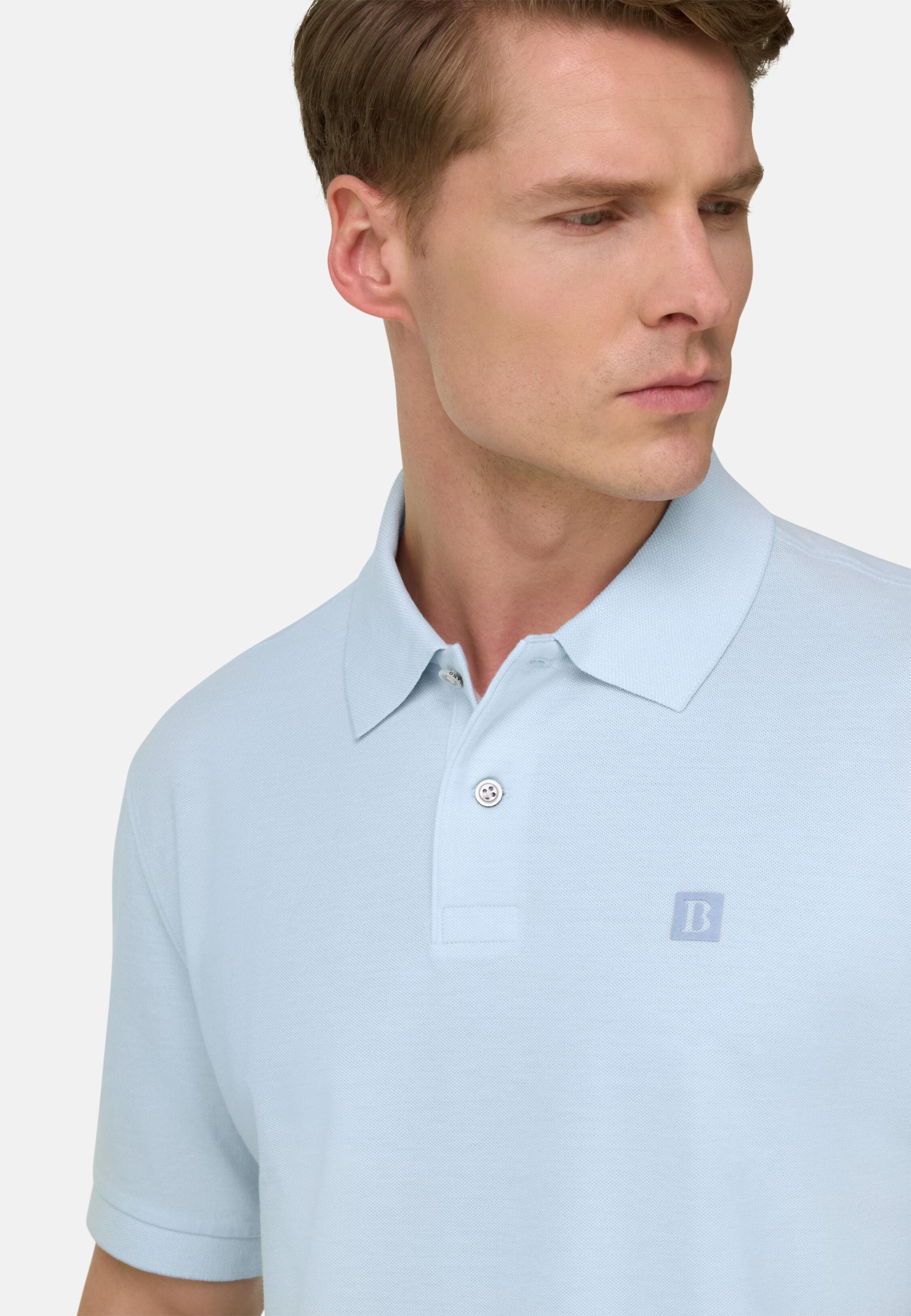 Oxford Cotton Piqu&eacute; Polo Shirt, Light Blue, large image number 2