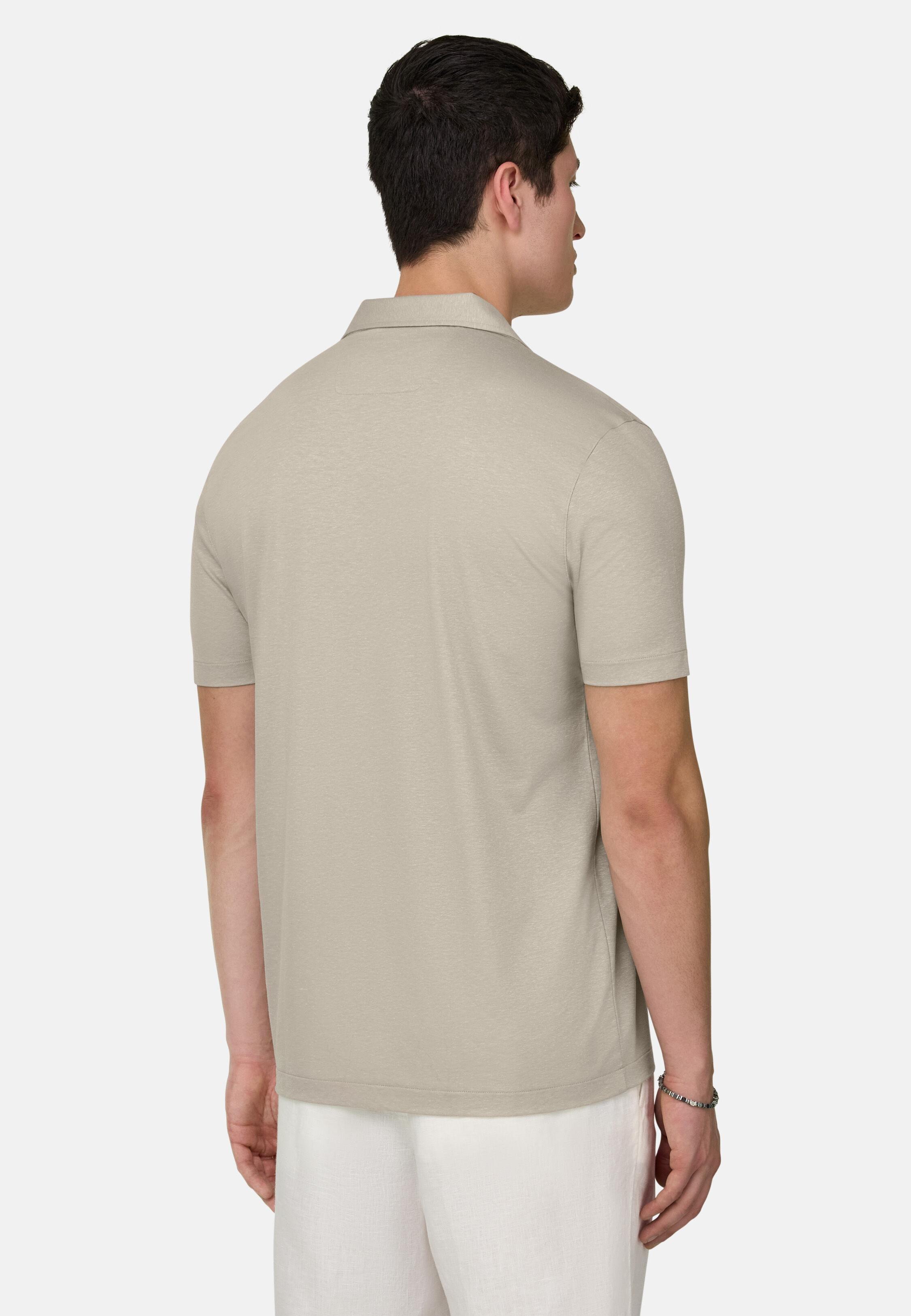 Linen Blend Polo Shirt, Sand, large image number 1