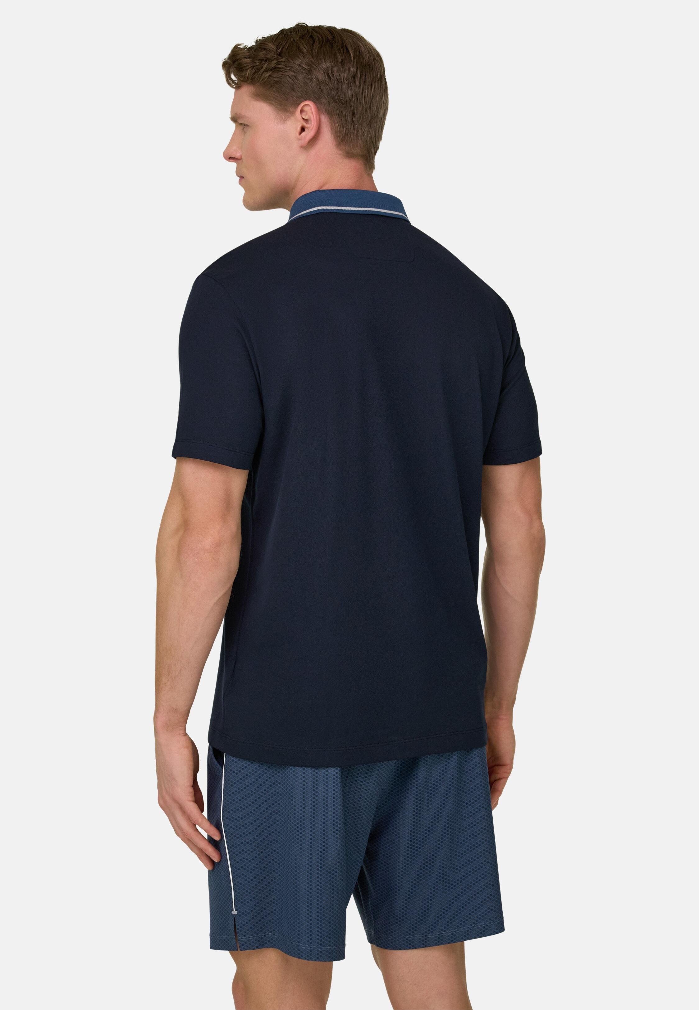 High-Performance Piqu&eacute; Polo Shirt with S-Caf&egrave;&reg; Yarn Navy blue, Navy blue, large image number 1