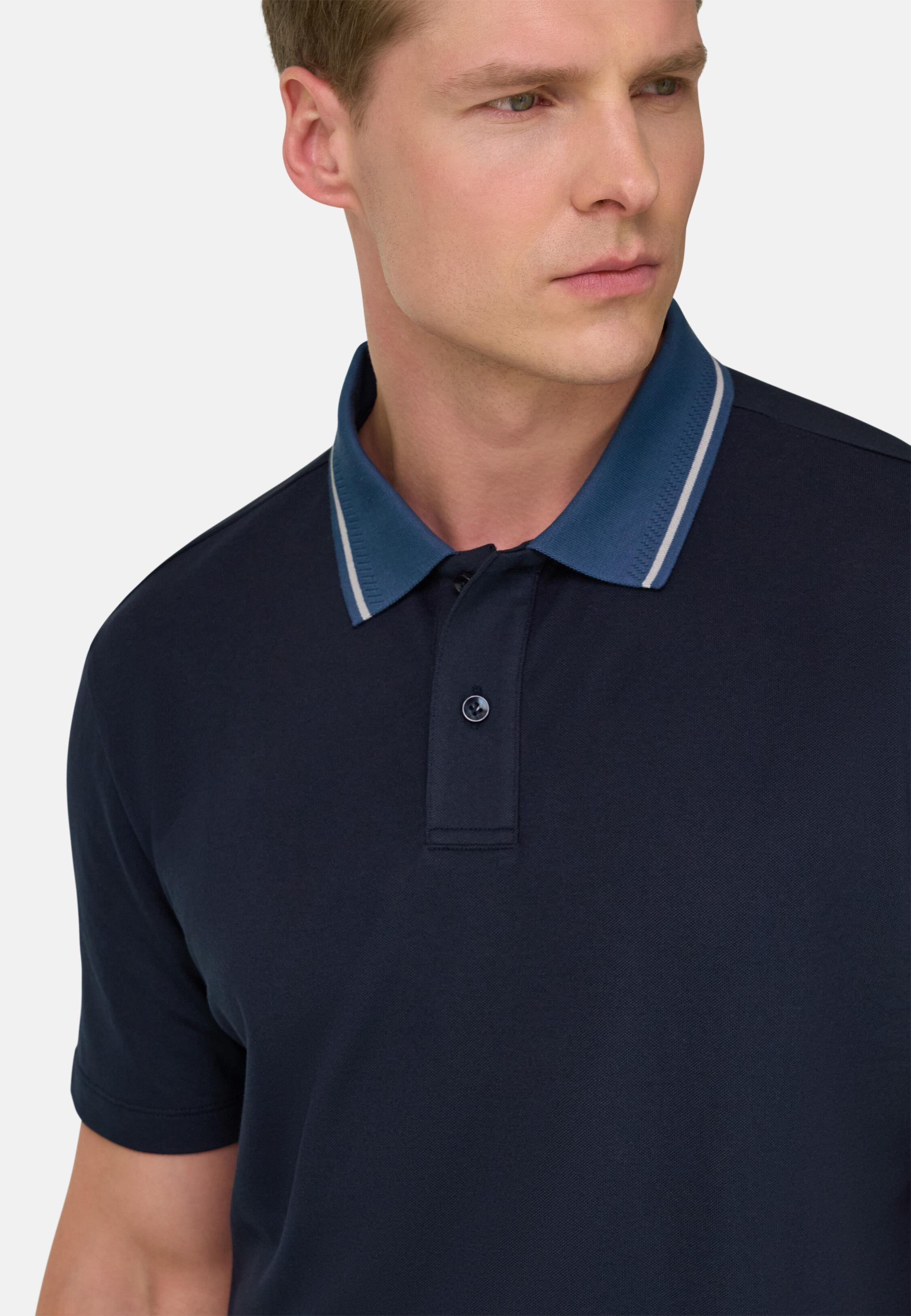 High-Performance Piqu&eacute; Polo Shirt with S-Caf&egrave;&reg; Yarn Navy blue, Navy blue, large image number 2