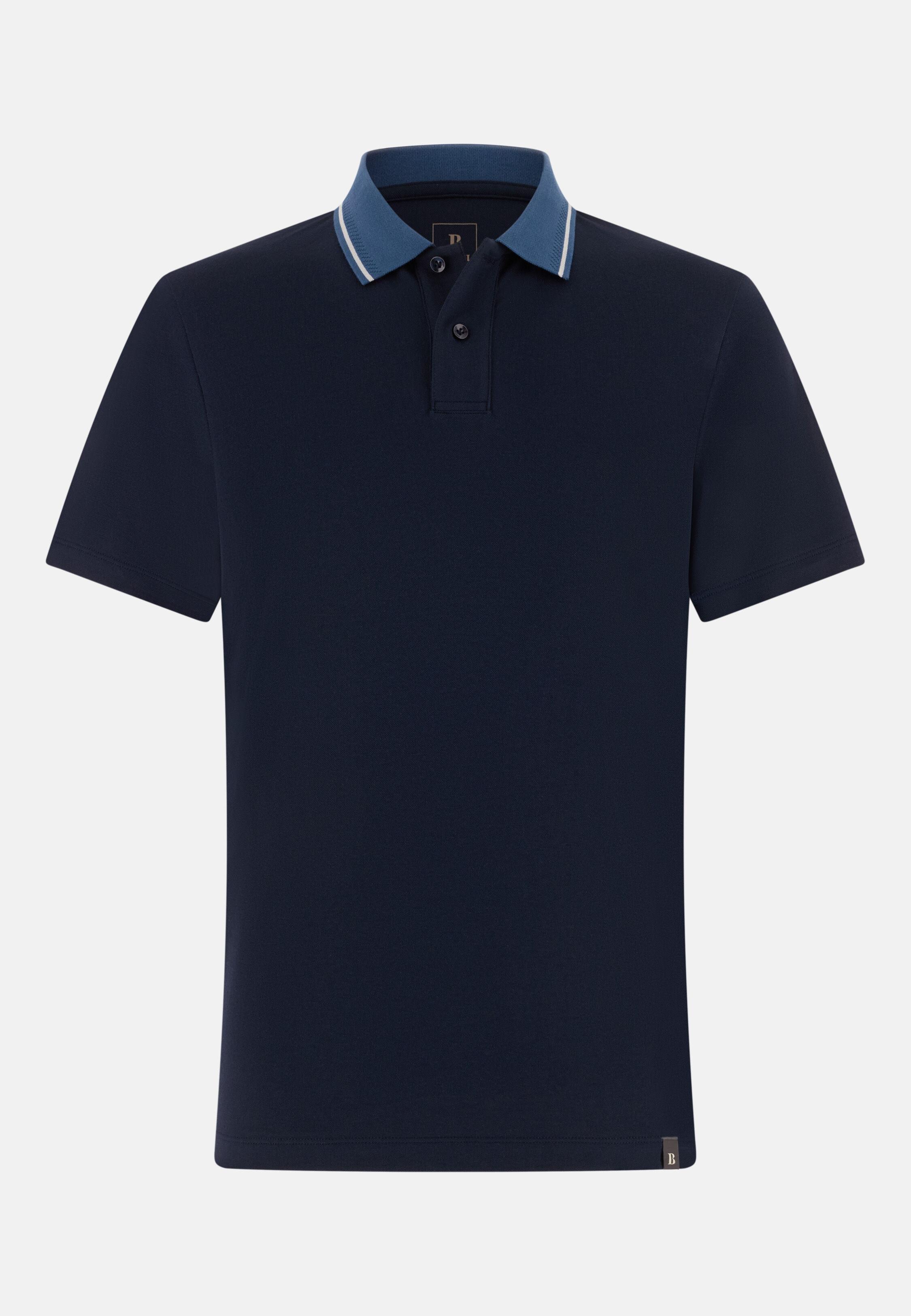 High-Performance Piqu&eacute; Polo Shirt with S-Caf&egrave;&reg; Yarn Navy blue, Navy blue, large image number 3