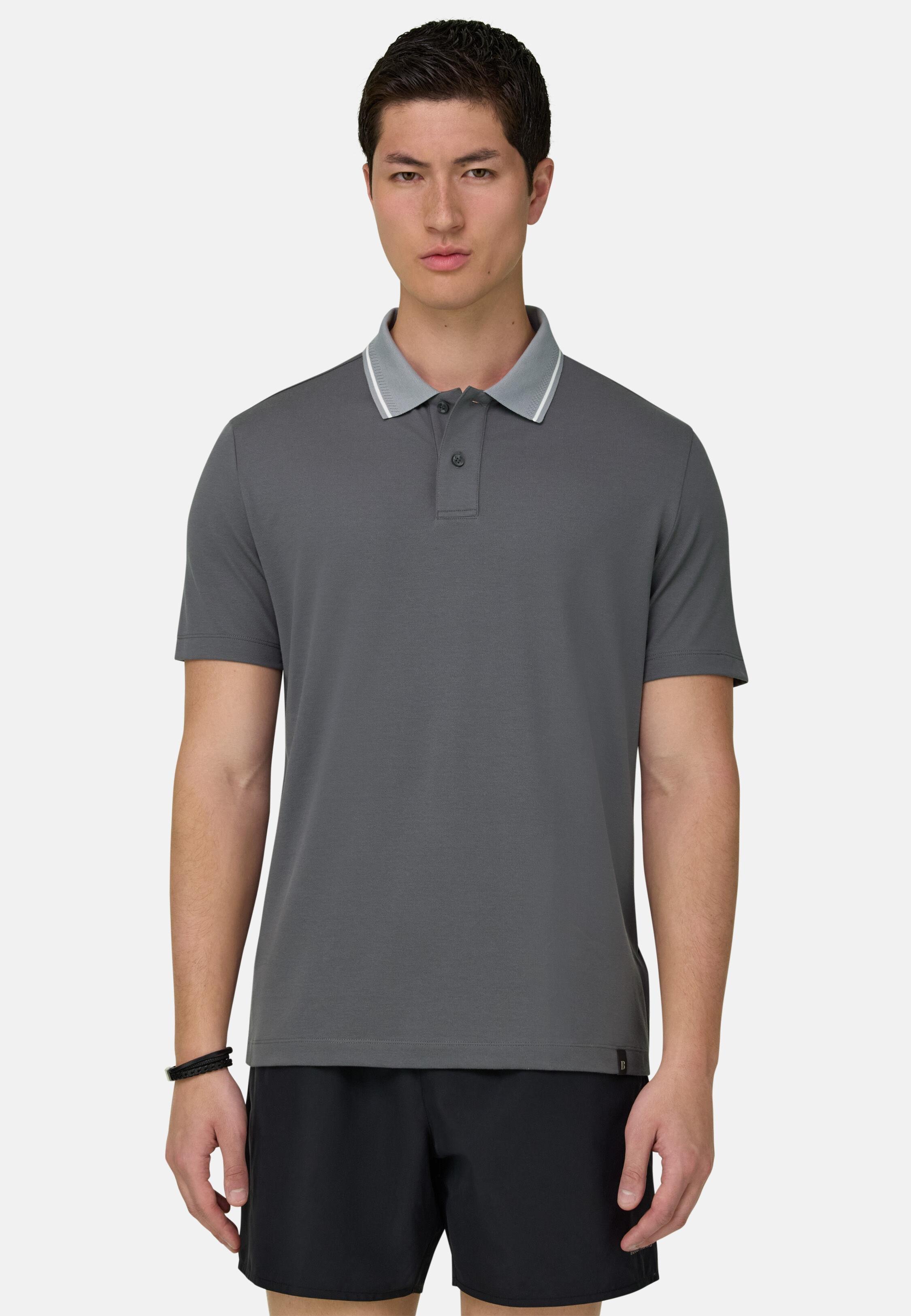 High-Performance Piqu&eacute; Polo Shirt with S-Caf&egrave;&reg; Yarn Dark Grey, Dark Grey, large image number 0