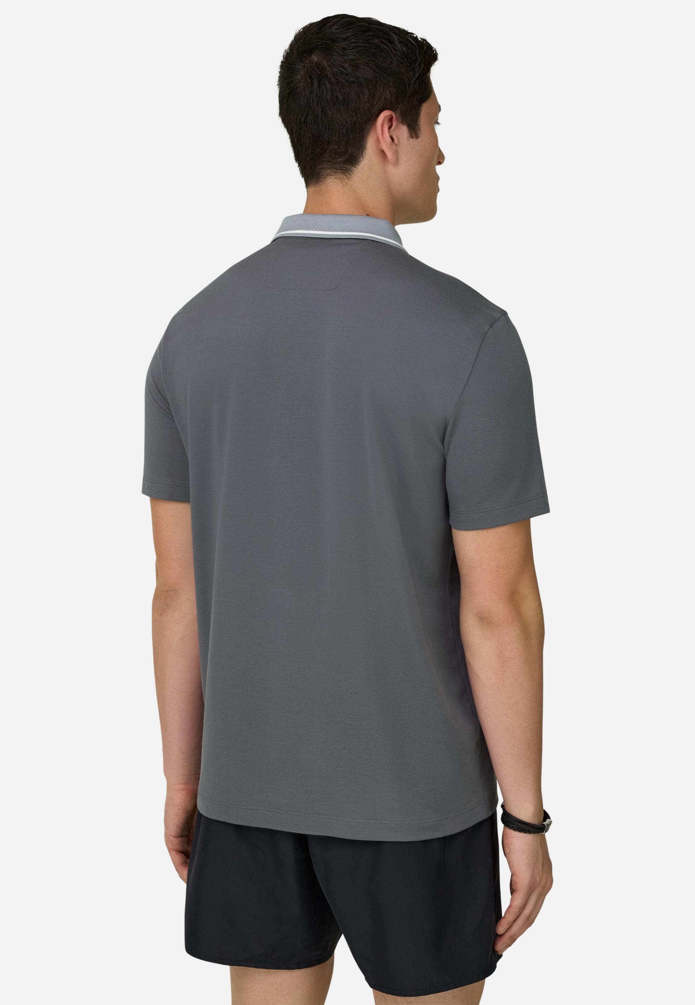 High-Performance Piqu&eacute; Polo Shirt with S-Caf&egrave;&reg; Yarn Dark Grey, Dark Grey, large image number 1