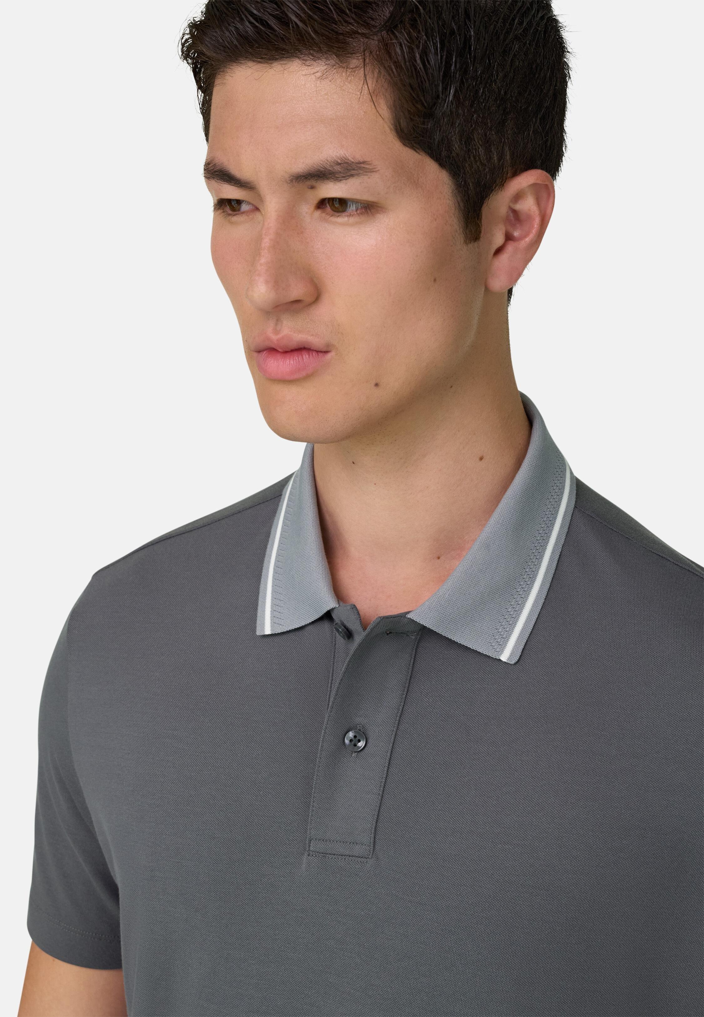 قميص بولو بيكيه عالي الأداء بخيوط إس-كافا رمادي, Dark Grey, medium