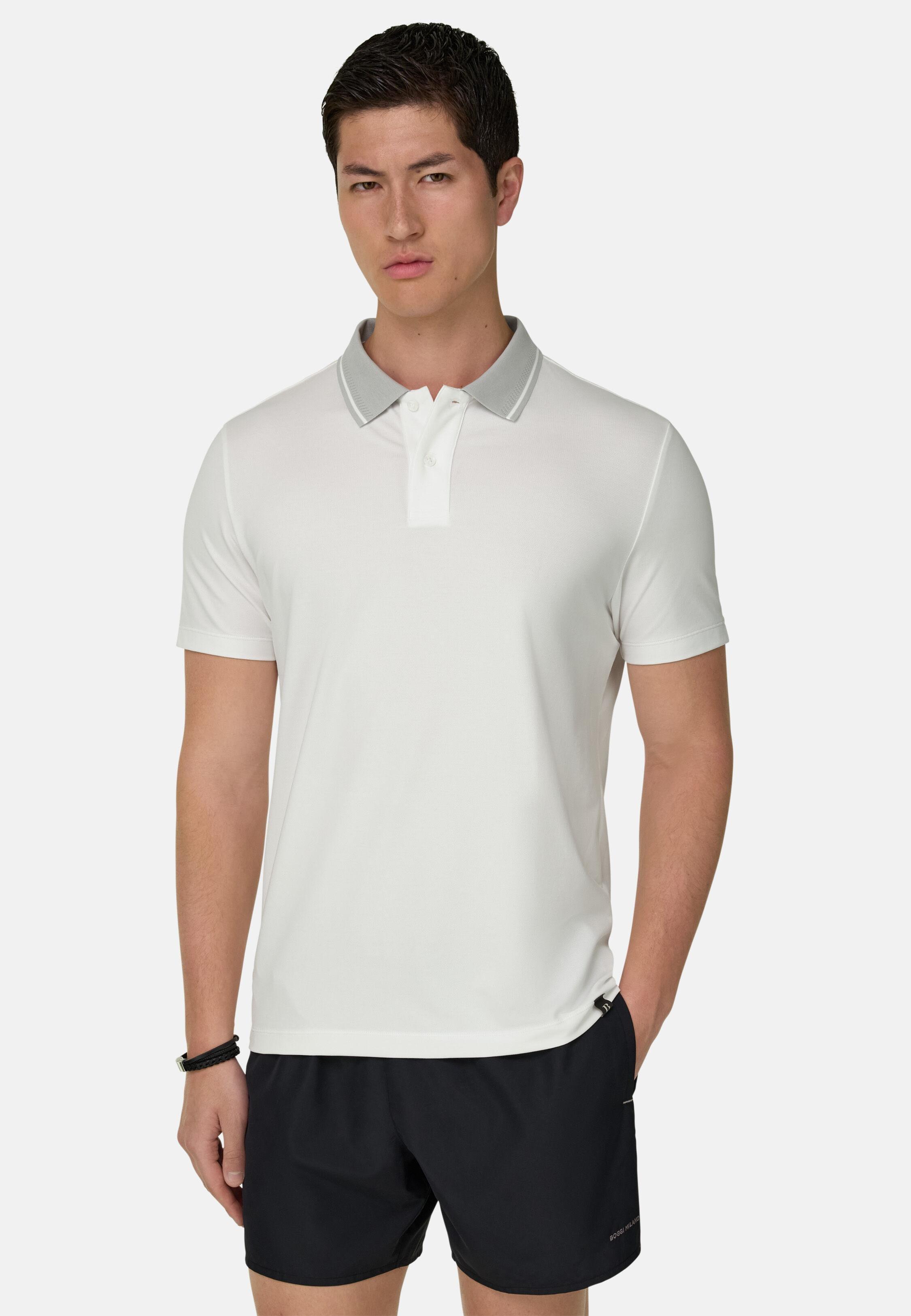High-Performance Piqu&eacute; Polo Shirt with S-Caf&egrave;&reg; Yarn White, White, large image number 0