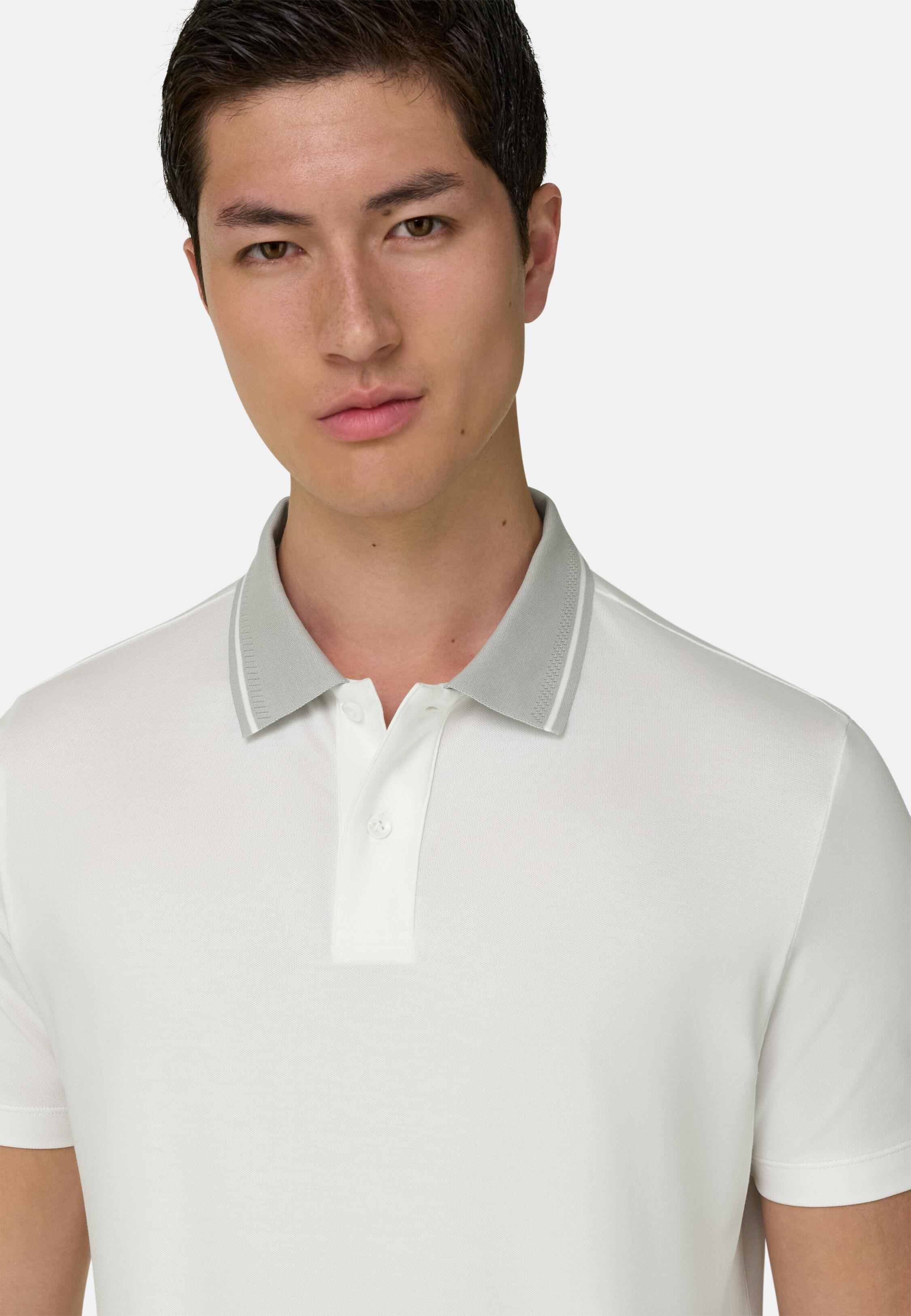 High-Performance Piqu&eacute; Polo Shirt with S-Caf&egrave;&reg; Yarn White, White, large image number 2