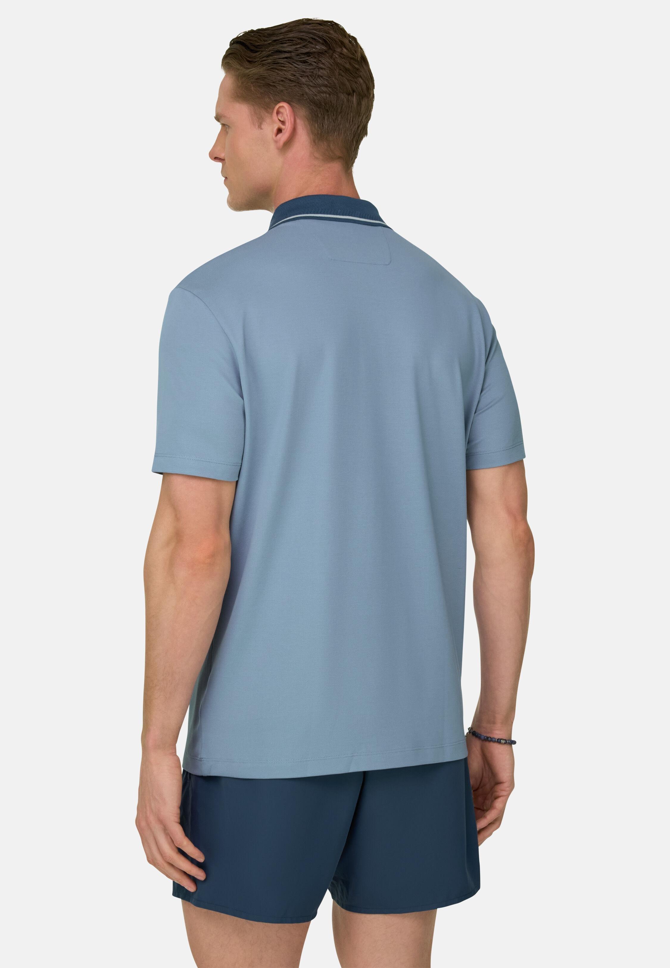 High-Performance Piqu&eacute; Polo Shirt with S-Caf&egrave;&reg; Yarn, Light Blue, large image number 1
