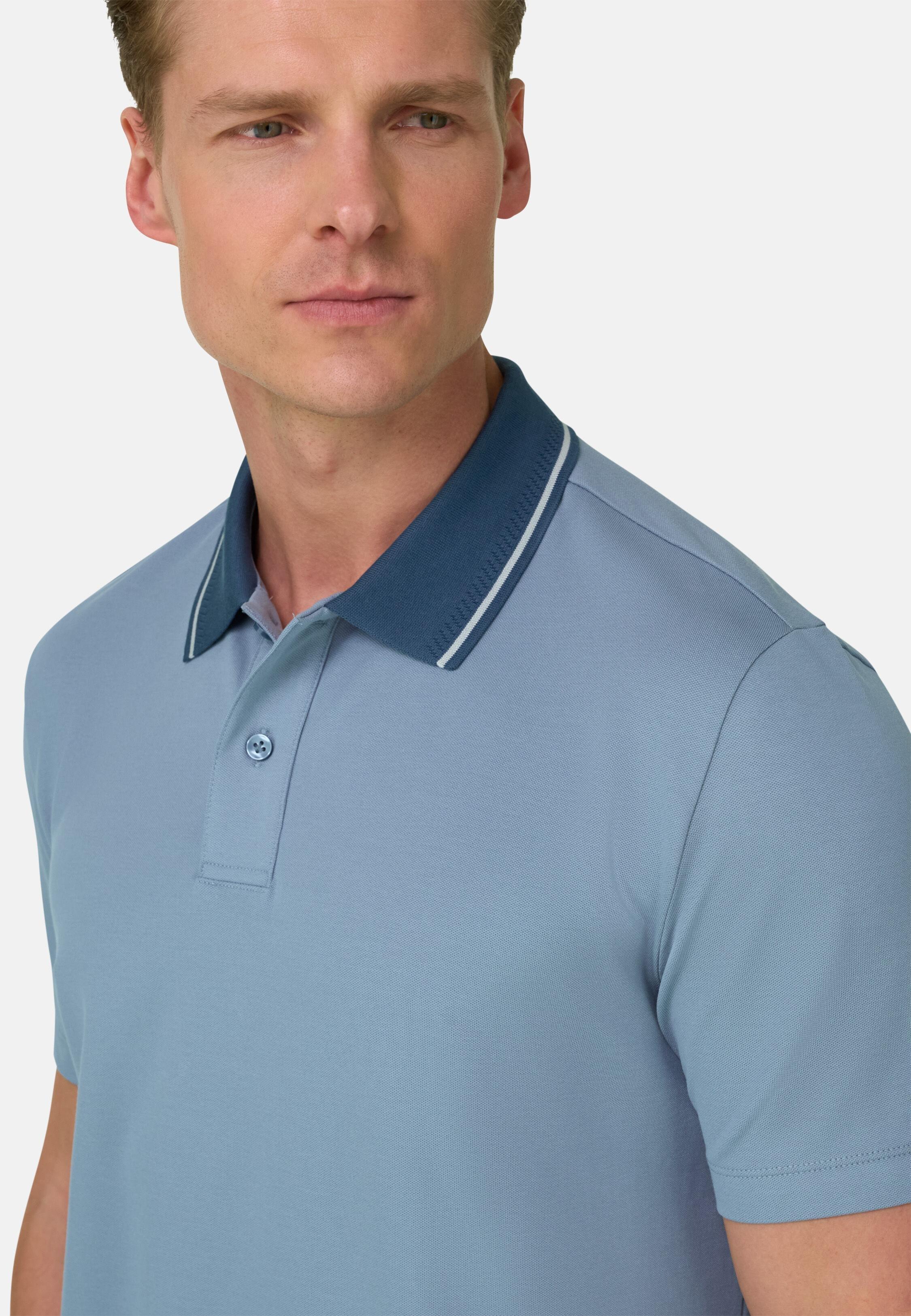 High-Performance Piqu&eacute; Polo Shirt with S-Caf&egrave;&reg; Yarn, Light Blue, large image number 2