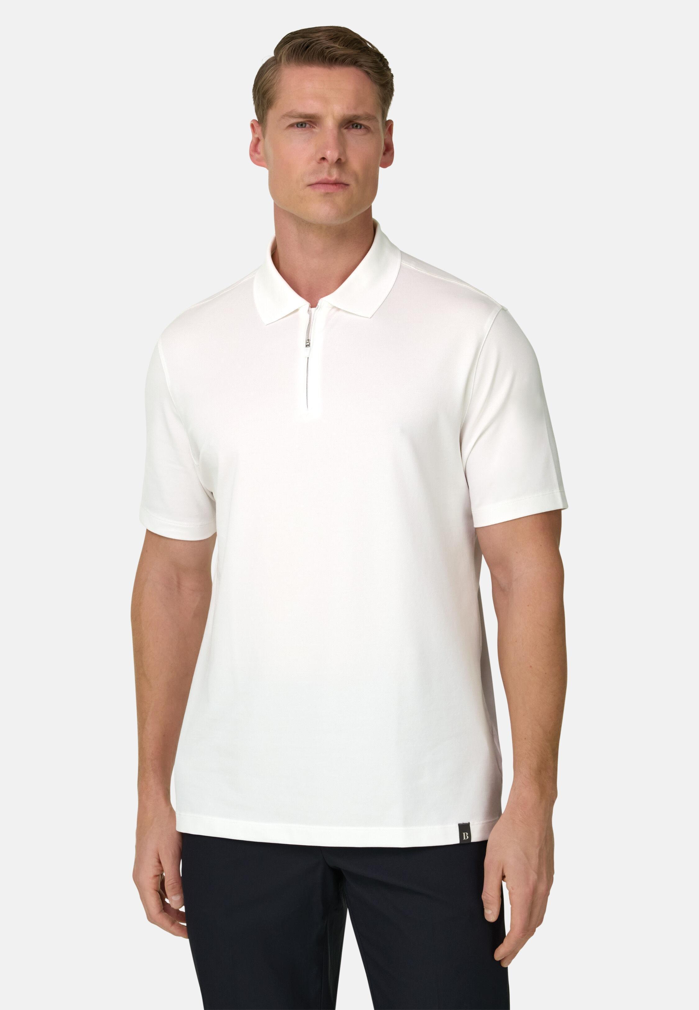 High-Performance Piqu&eacute; Polo Shirt with S.Caf&egrave;&reg; Yarn, White, White, large
