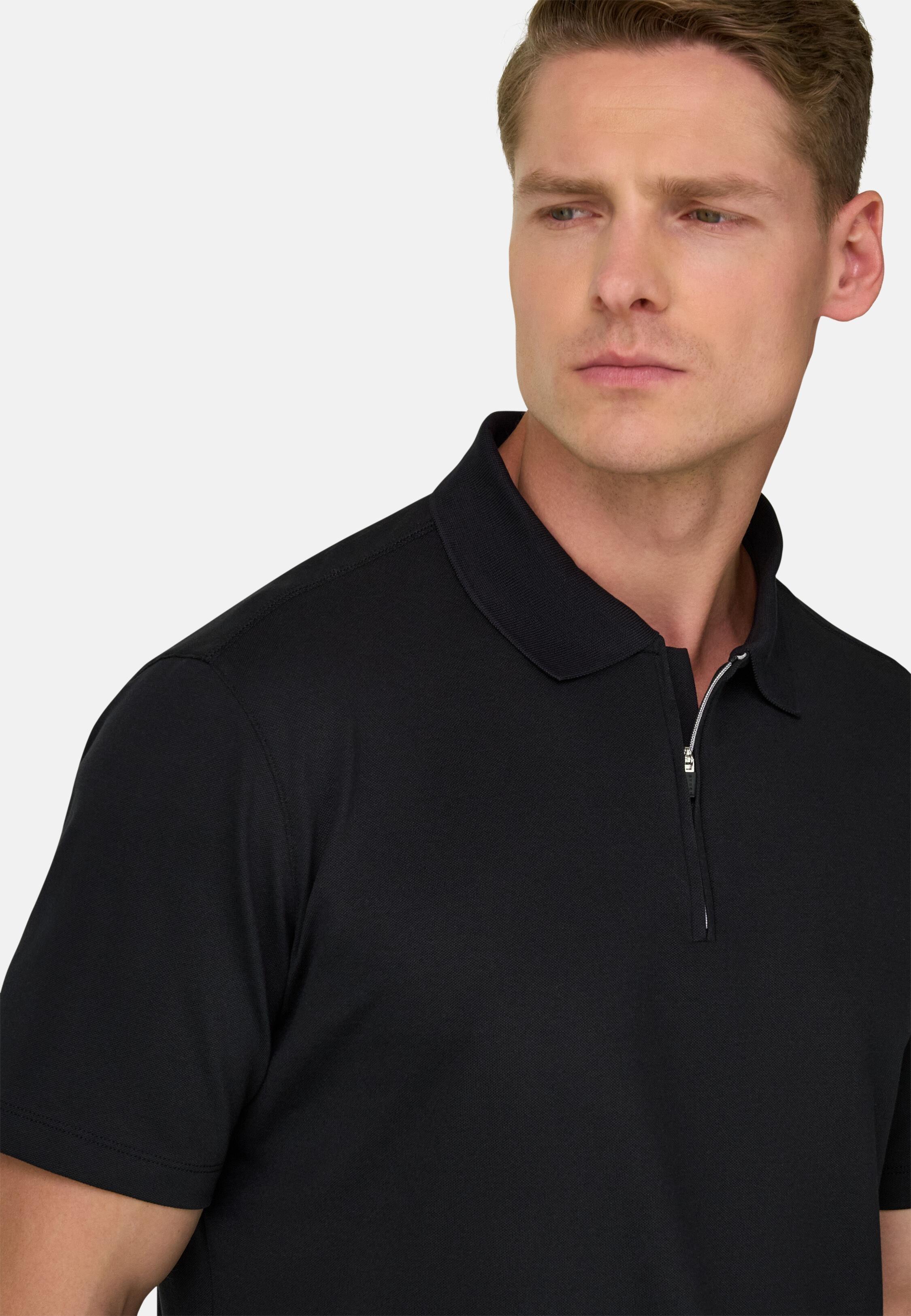 High-Performance Pique Polo Shirt With S. Cafe Yarn Black, Black, medium