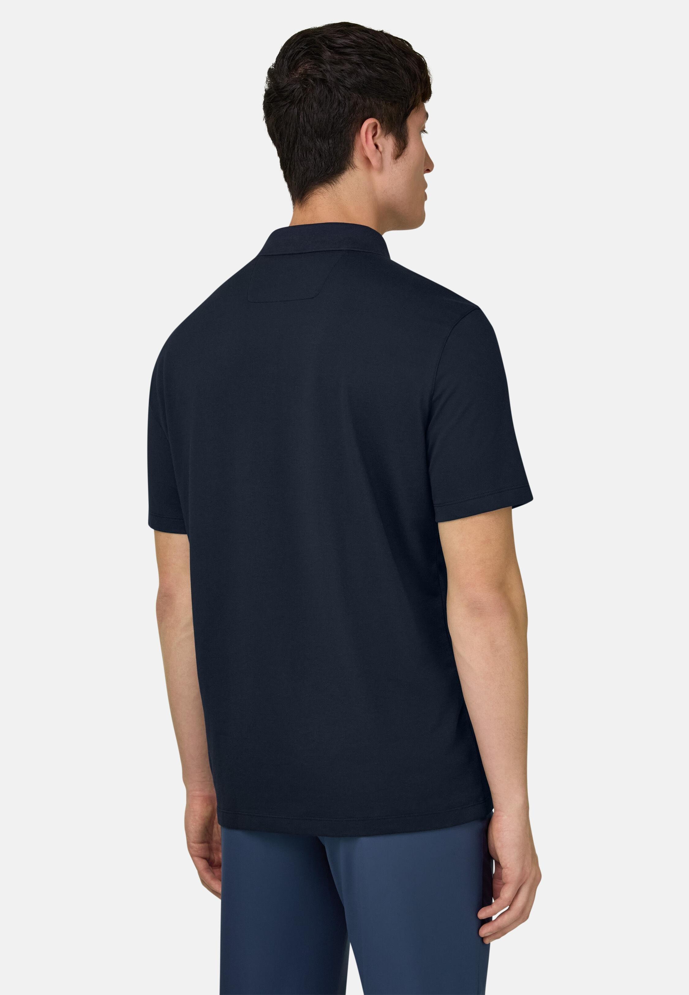 High-Performance Pique Polo Shirt With S. Cafe Yarn Blue, Navy blue, large image number 1