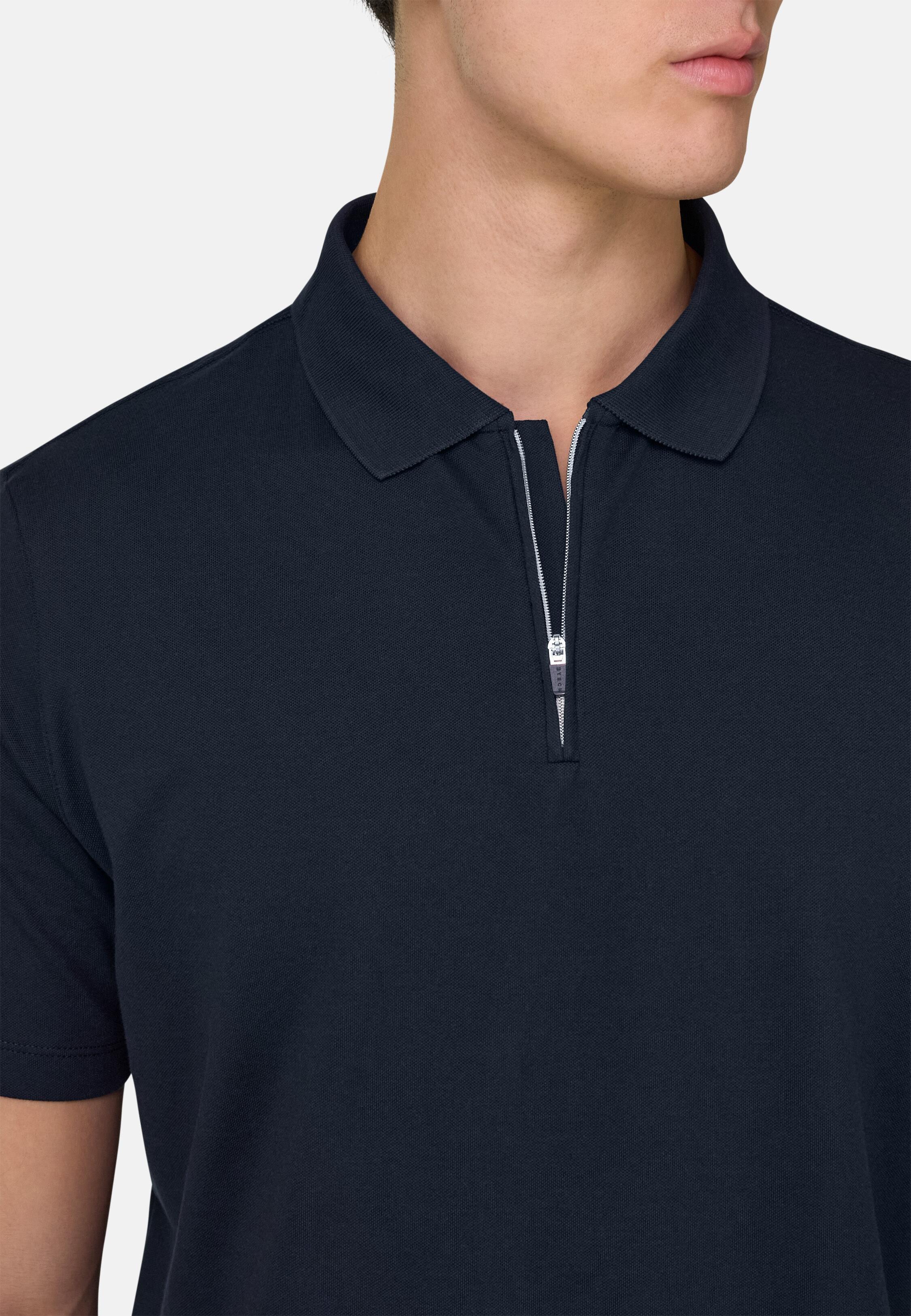 High-Performance Pique Polo Shirt With S. Cafe Yarn Blue, Navy blue, large image number 2