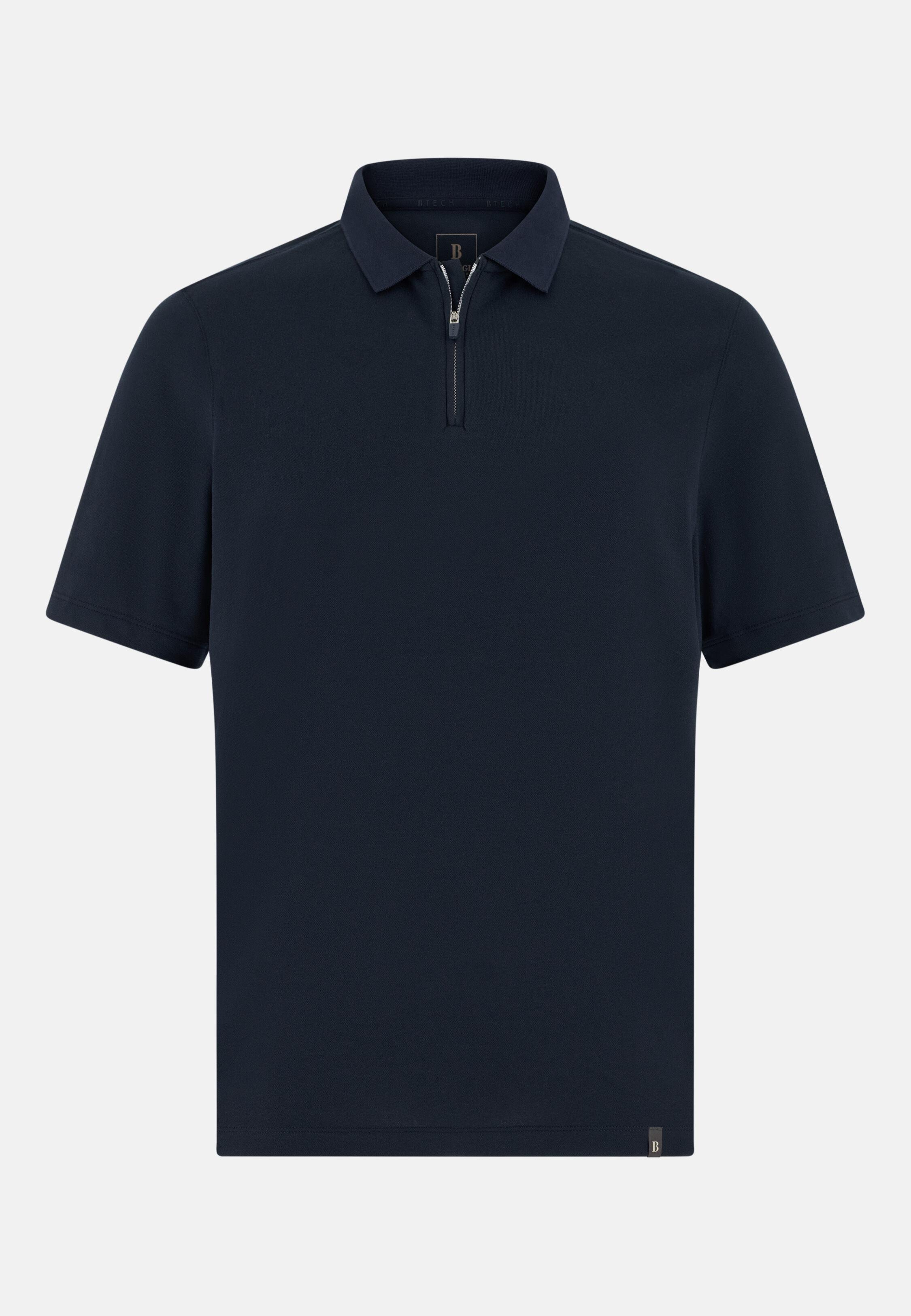 High-Performance Piqu&eacute; Polo Shirt with S.Caf&egrave;&reg; Yarn Navy blue, 3901_NAVY, large image number 3