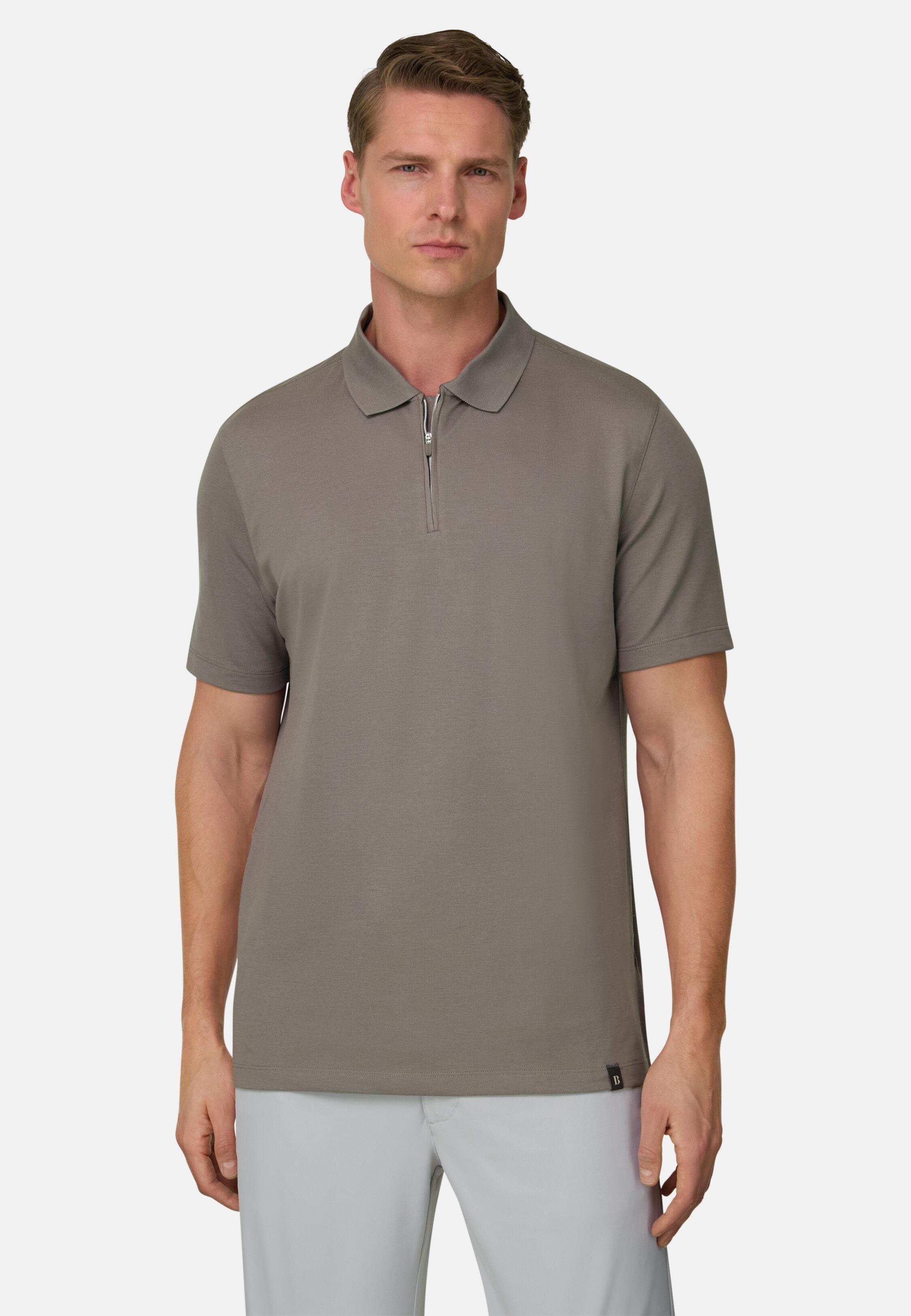High-Performance Pique Polo Shirt With S. Cafe Yarn Brown, Mud, large image number 0