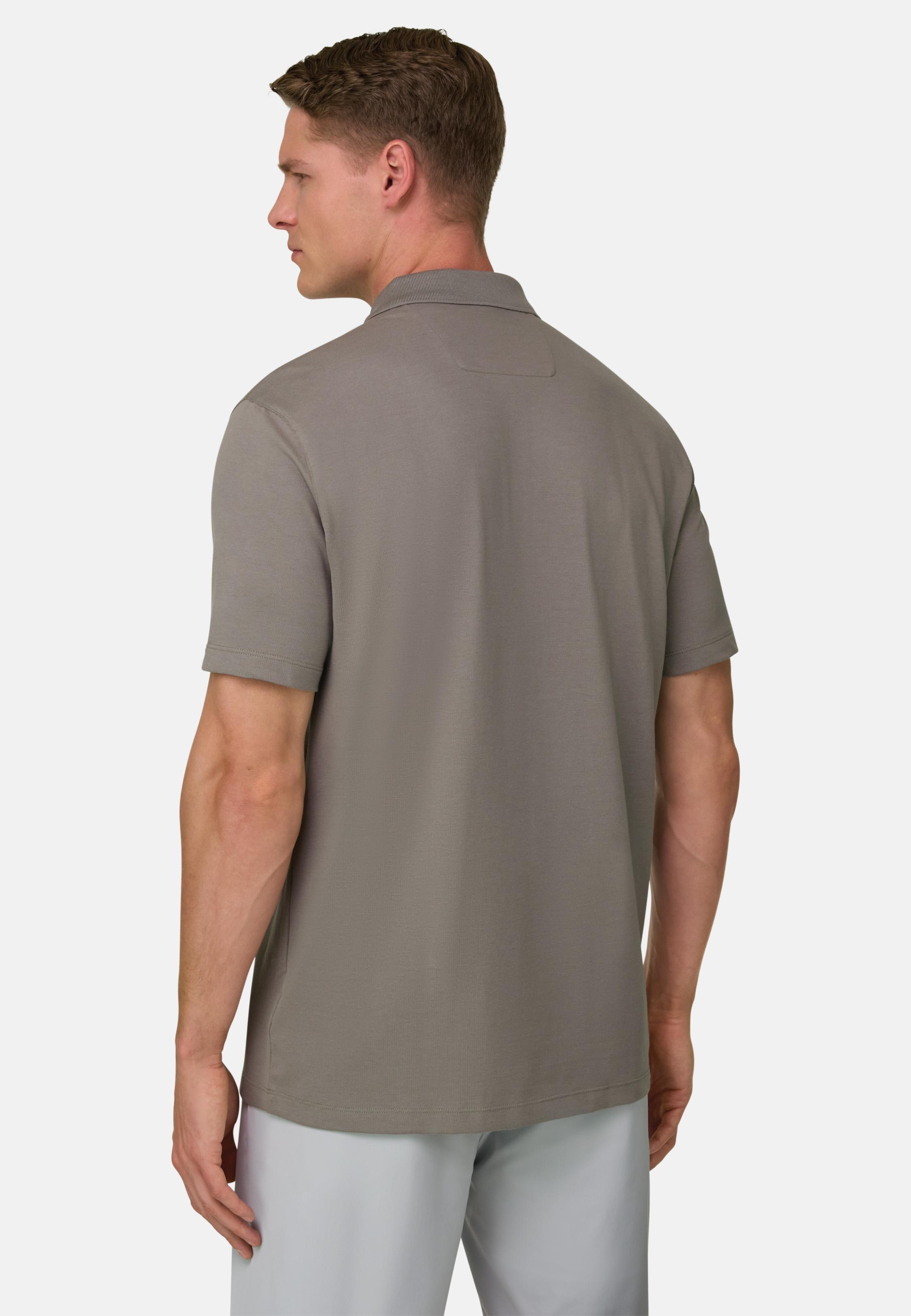 High-Performance Pique Polo Shirt With S. Cafe Yarn Brown, Mud, large image number 1
