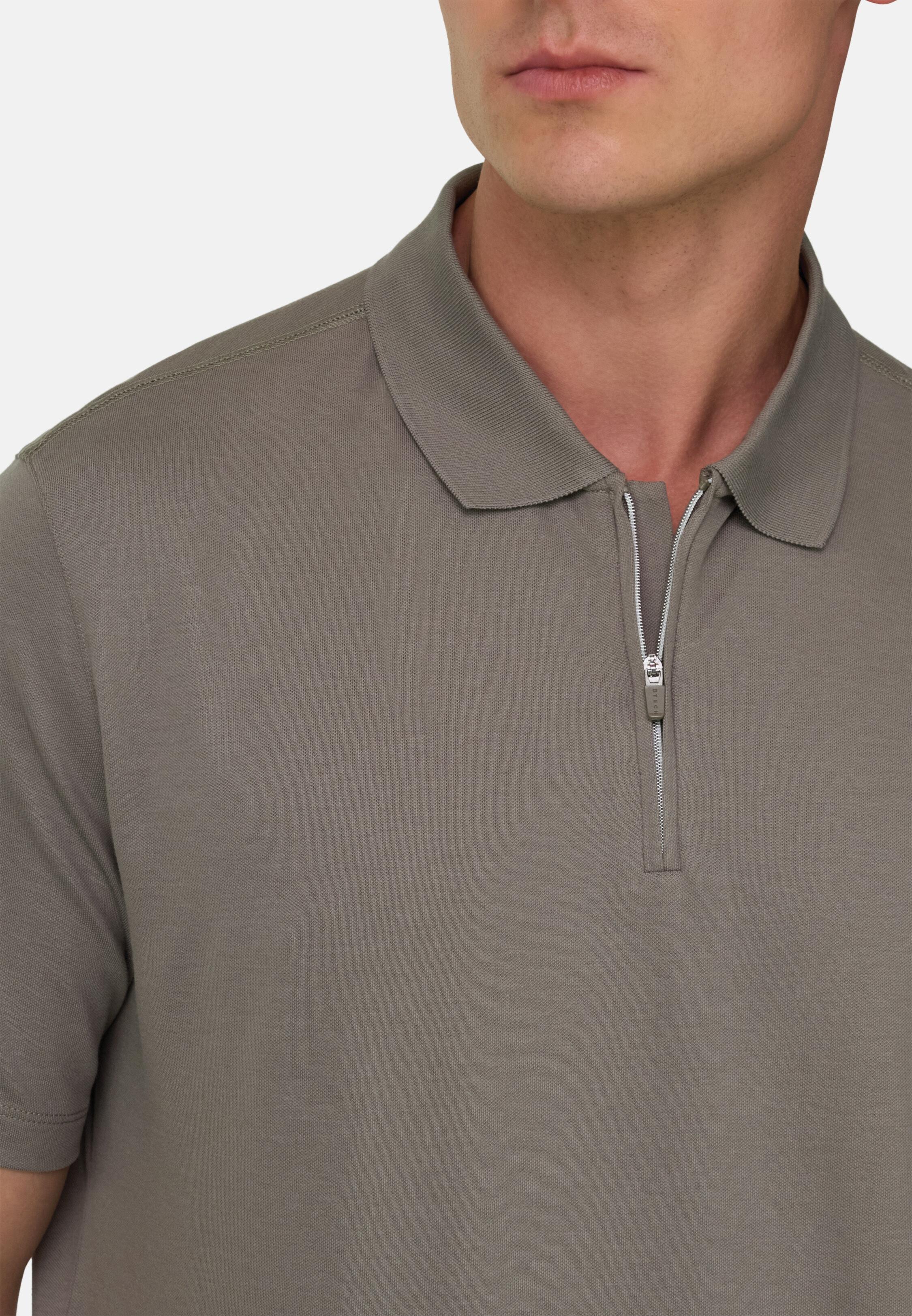 High-Performance Pique Polo Shirt With S. Cafe Yarn Brown, Mud, large image number 2