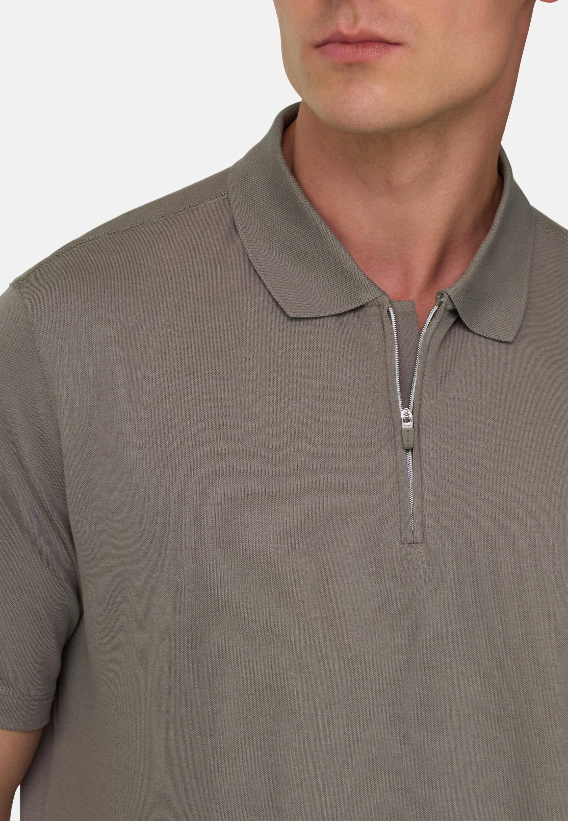 High-Performance Pique Polo Shirt With S. Cafe Yarn Brown, Mud, large image number 2