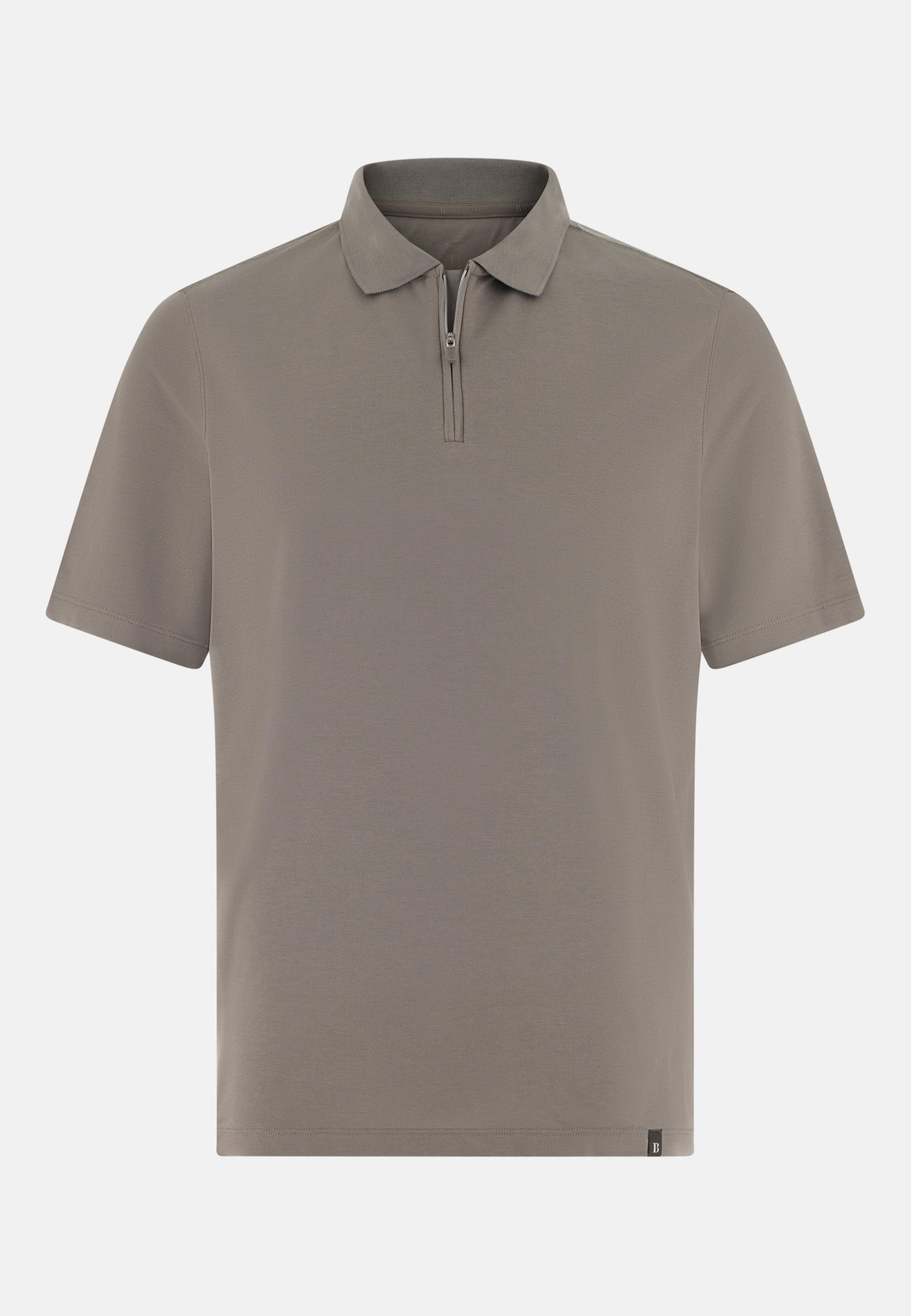 High-Performance Pique Polo Shirt With S. Cafe Yarn Brown, Mud, large image number 3