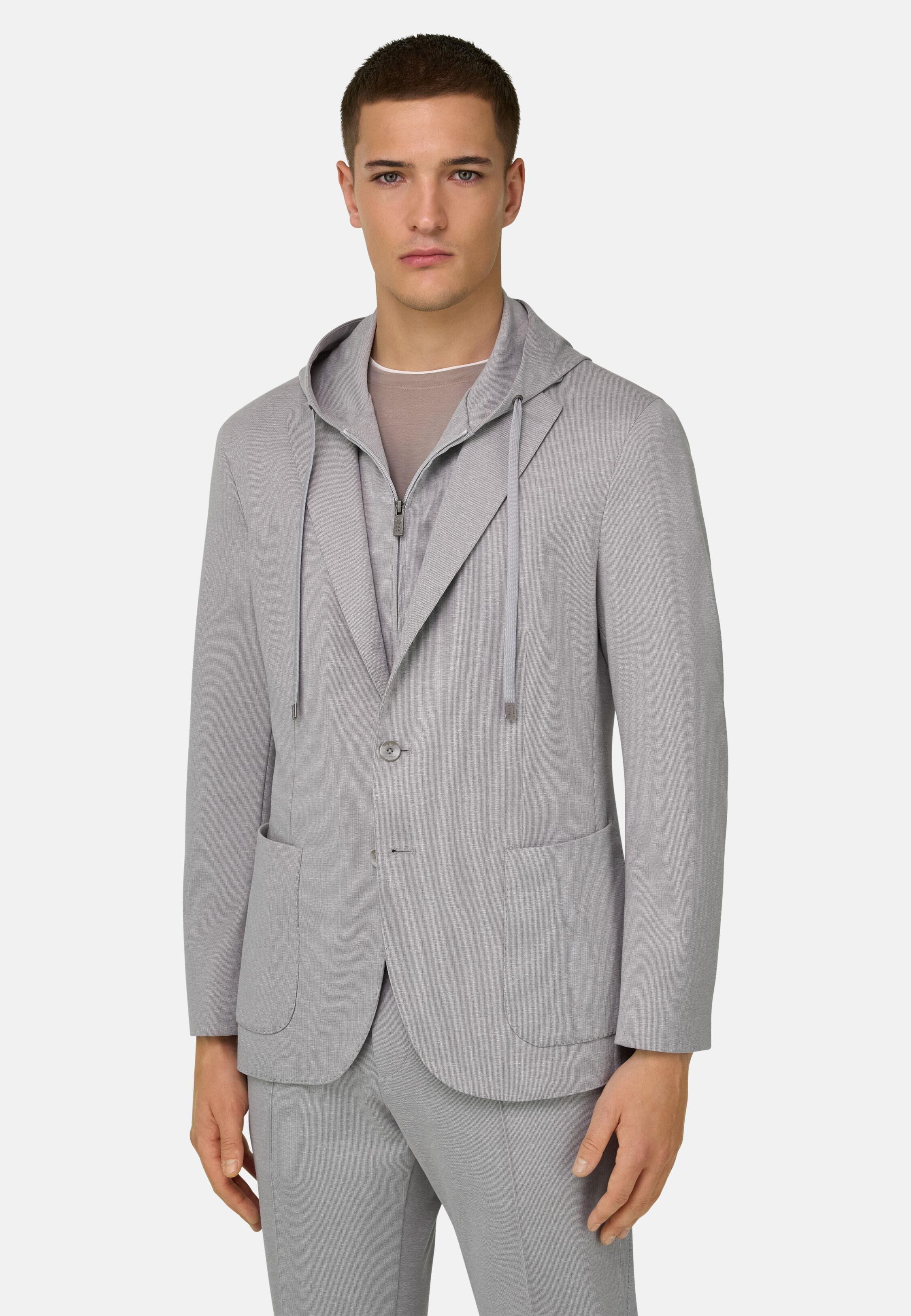 Madison Sweatshirt Jacket in a Stretch Cotton Blend Light grey, Light grey, large image number 2