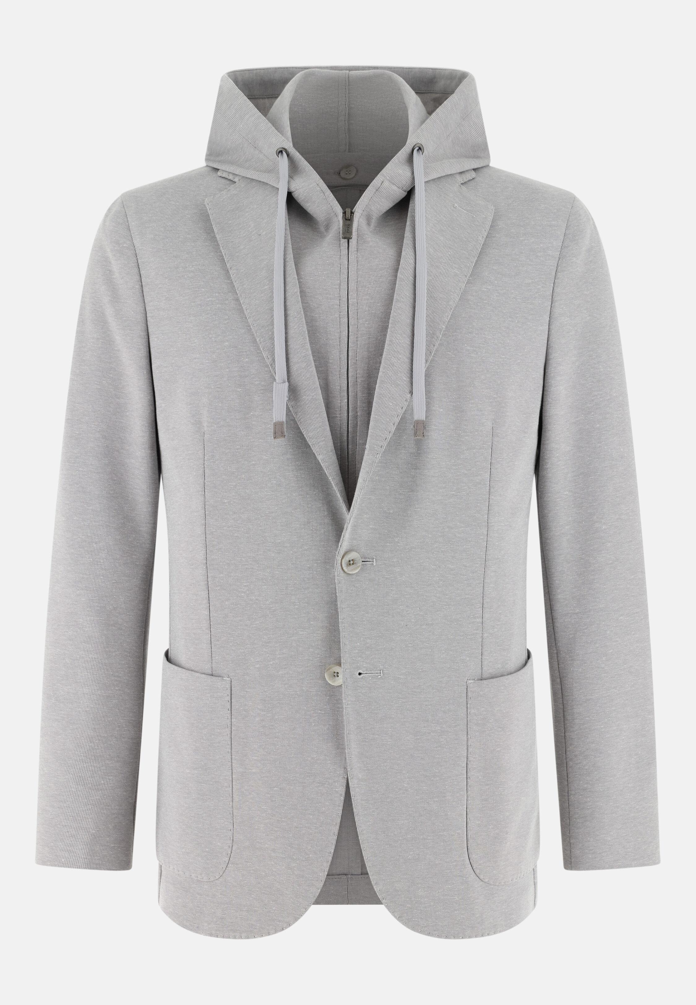 Madison Sweatshirt Jacket in a Stretch Cotton Blend Light grey, Light grey, large image number 4